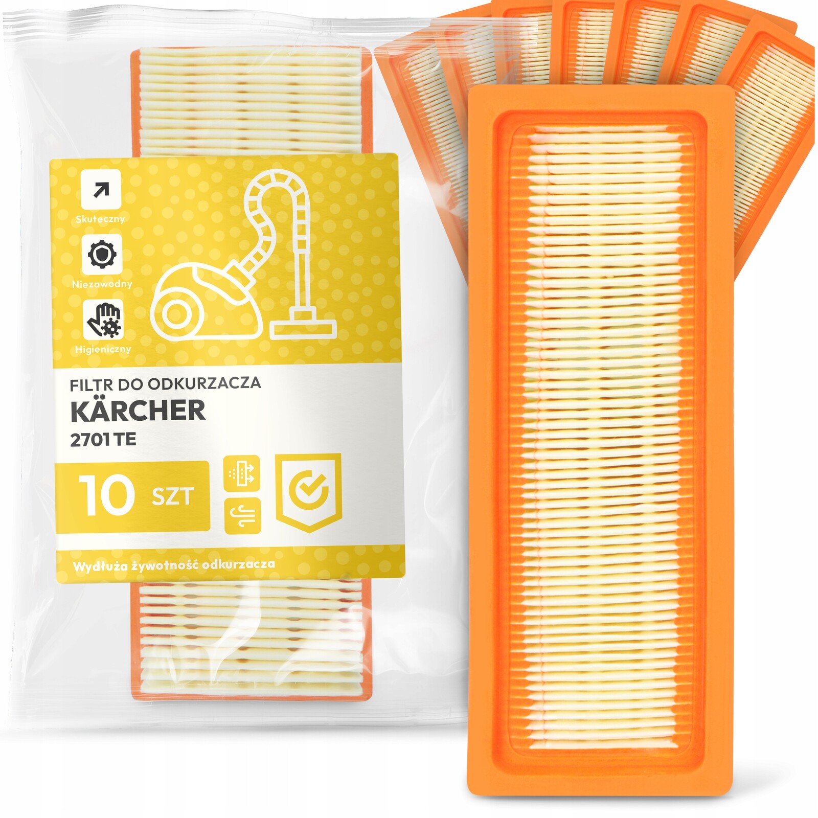 10x Vzduchový Filtr Pro Vysavač Kärcher 2701 Te Omyvatelný Výkonný Em-w