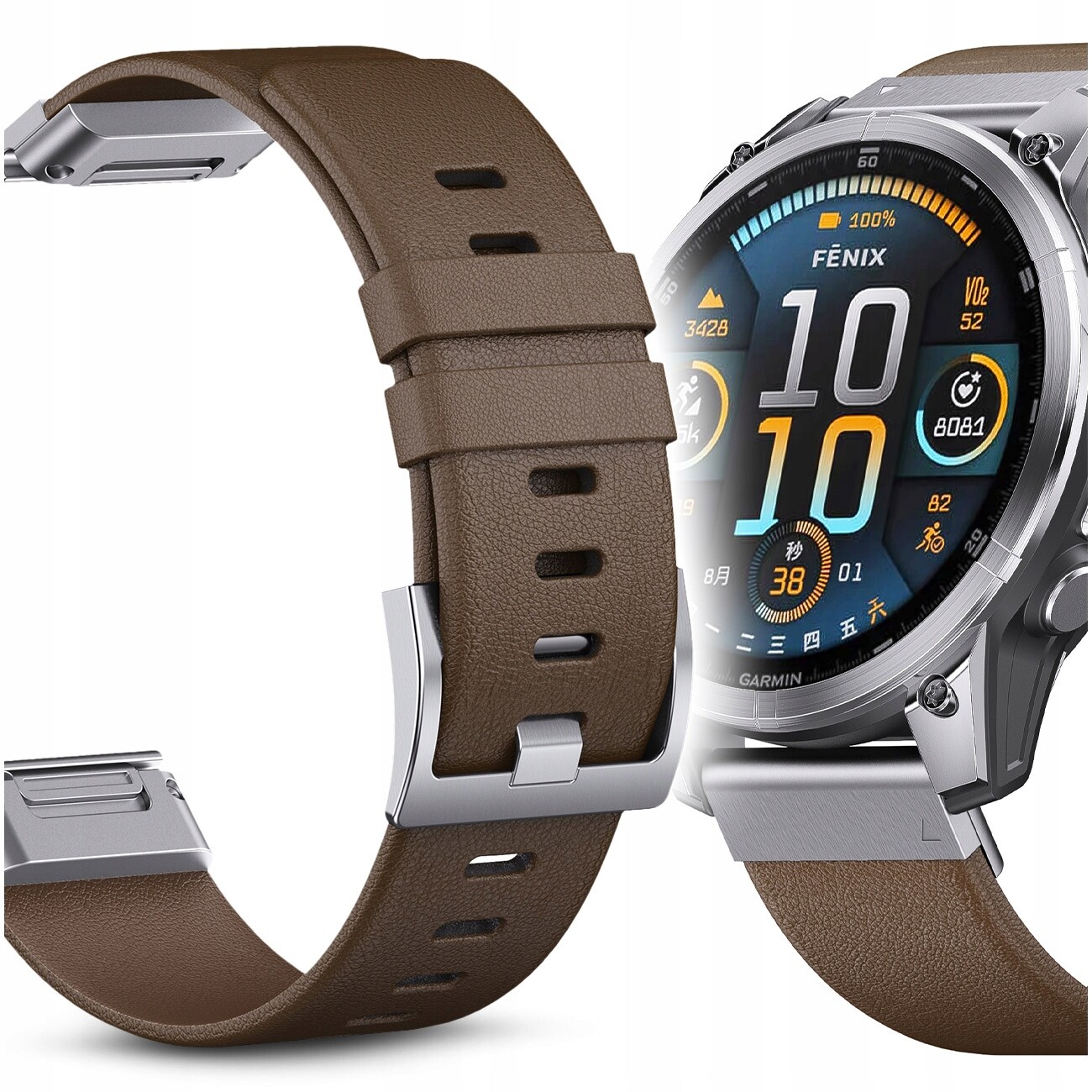 Kožený Řemínek pro Garmin Fenix 3 5X 6X 7X 8 51 mm Pro Solar Tactix Descent