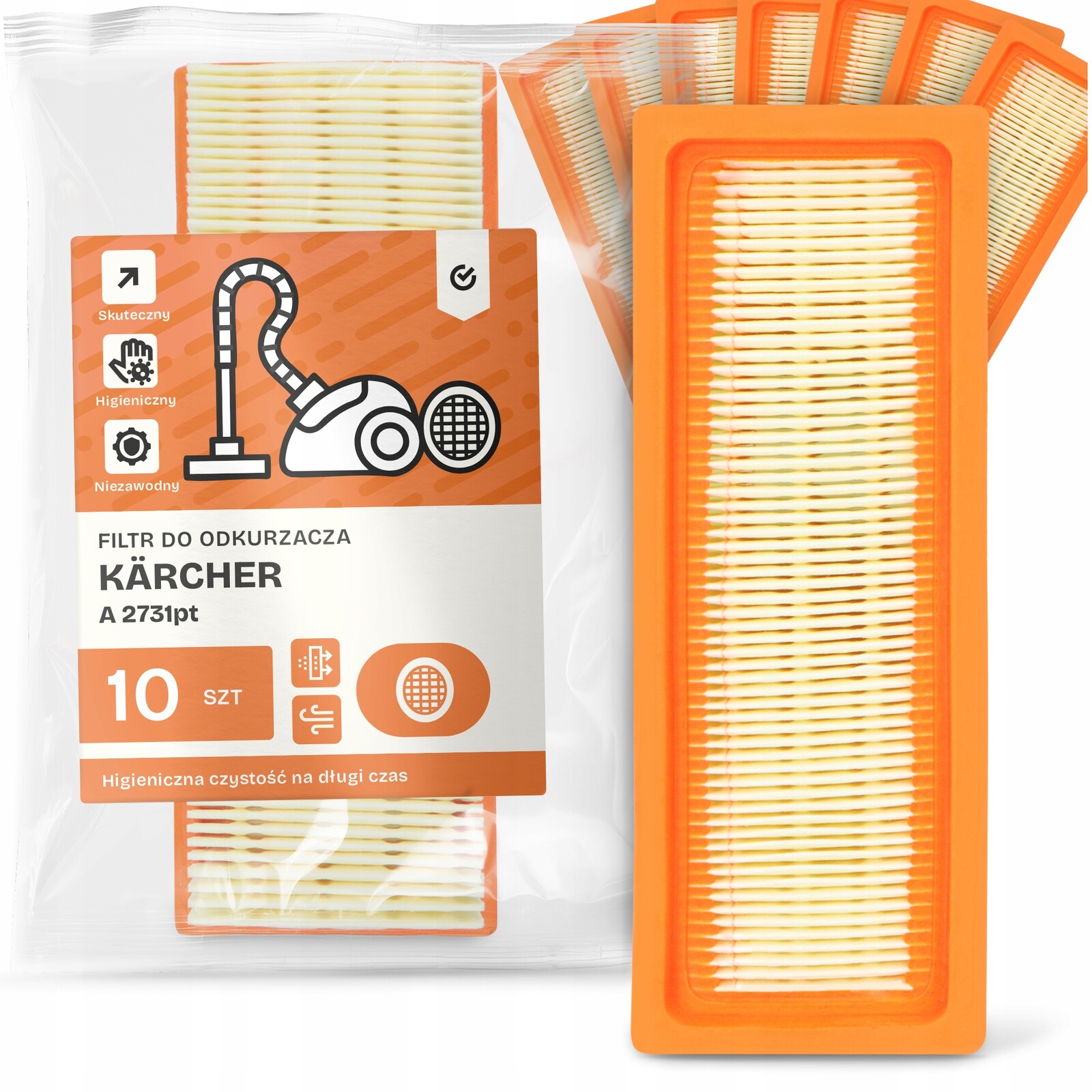 10 x Vzduchový Filtr Pro Vysavač Kärcher A 2731pt Omyvatelný Výkonný Em-w
