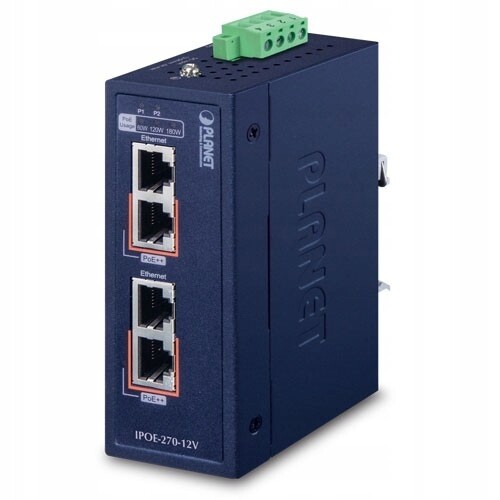 Planet IPOE-270-12V switch podpora PoE Modrý