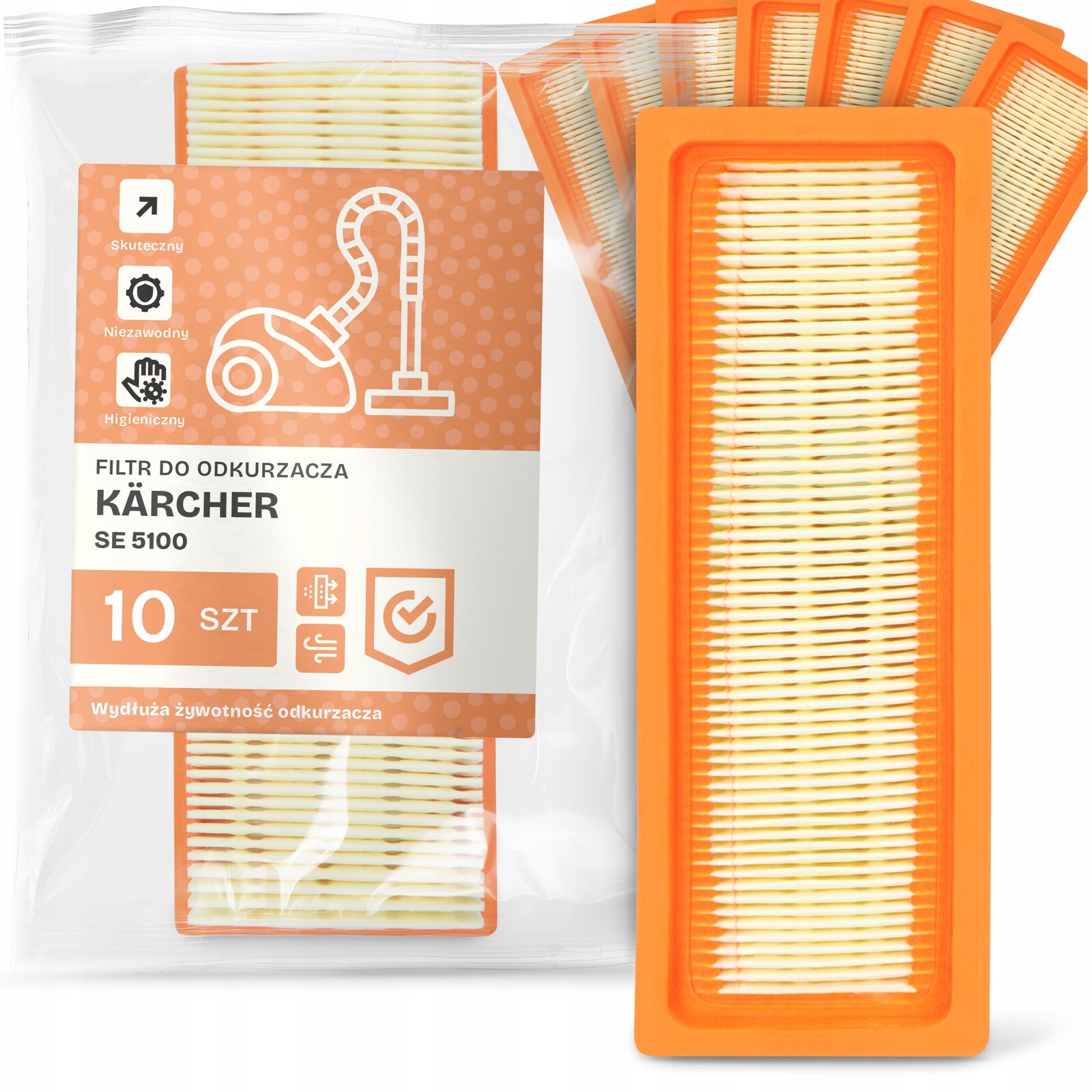 10 x Vzduchový Filtr Pro Vysavač Kärcher Se 5100 Omyvatelný Výkonný Em-w