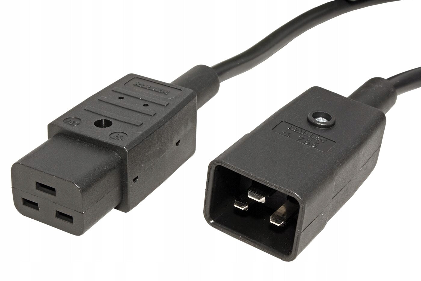 Bachmann Kabel síťový prodlužovací 16A, IEC320 C20 C19, 0,5m, černý