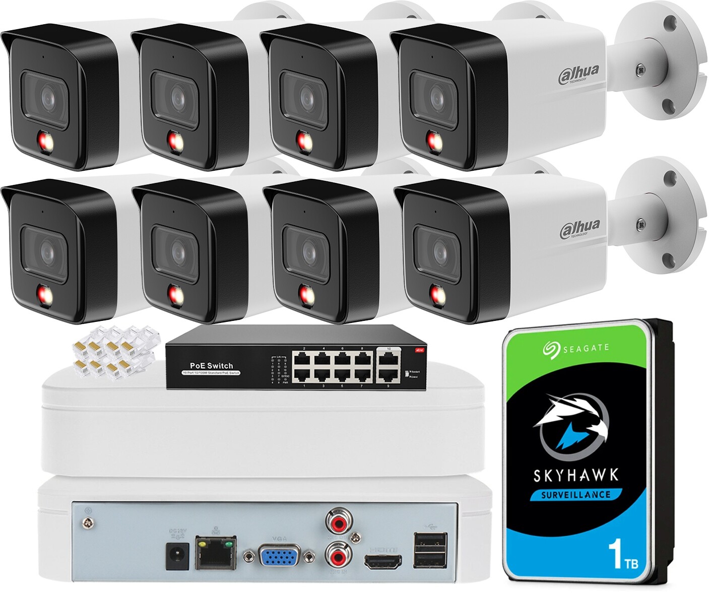 Monitorovací sada Dahua 8x Kamera 8Mpx Smart Dual Light Aplikace Detekce