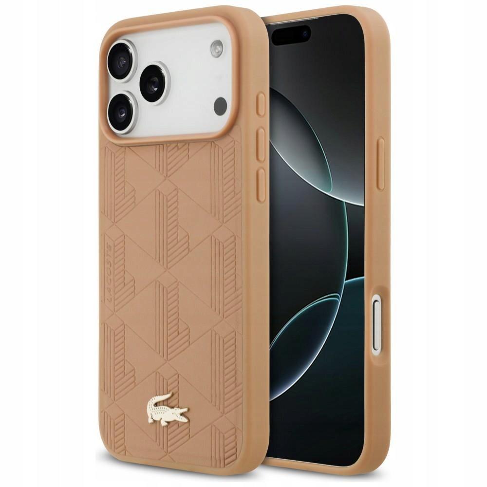 Pouzdro Lacoste Nomograme Gold Logo MagSafe pro iPhone 17 Pro Max růžové