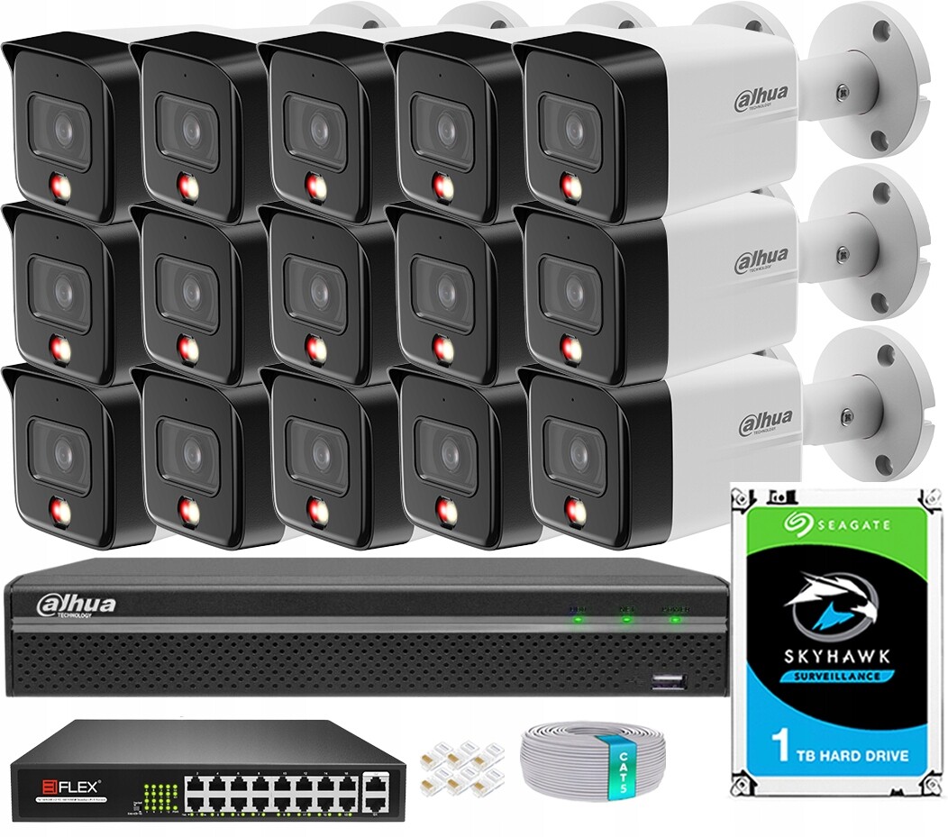 8Mpx monitorovací sada Dahua pro 14 kamer IPC-HFW1839TC-A-IL Smart Dual Light