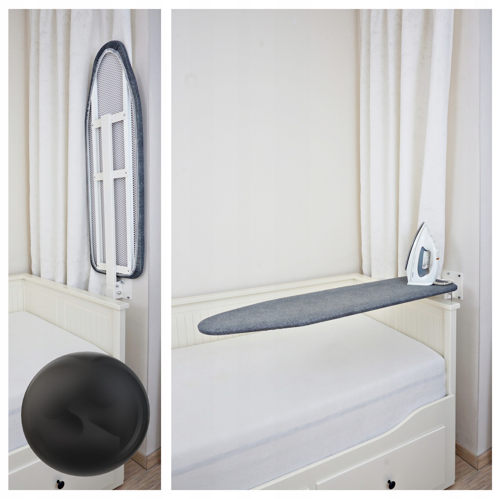 žehlicí prkno na zeď Upevňovací skládací Bílá 120x38 cm