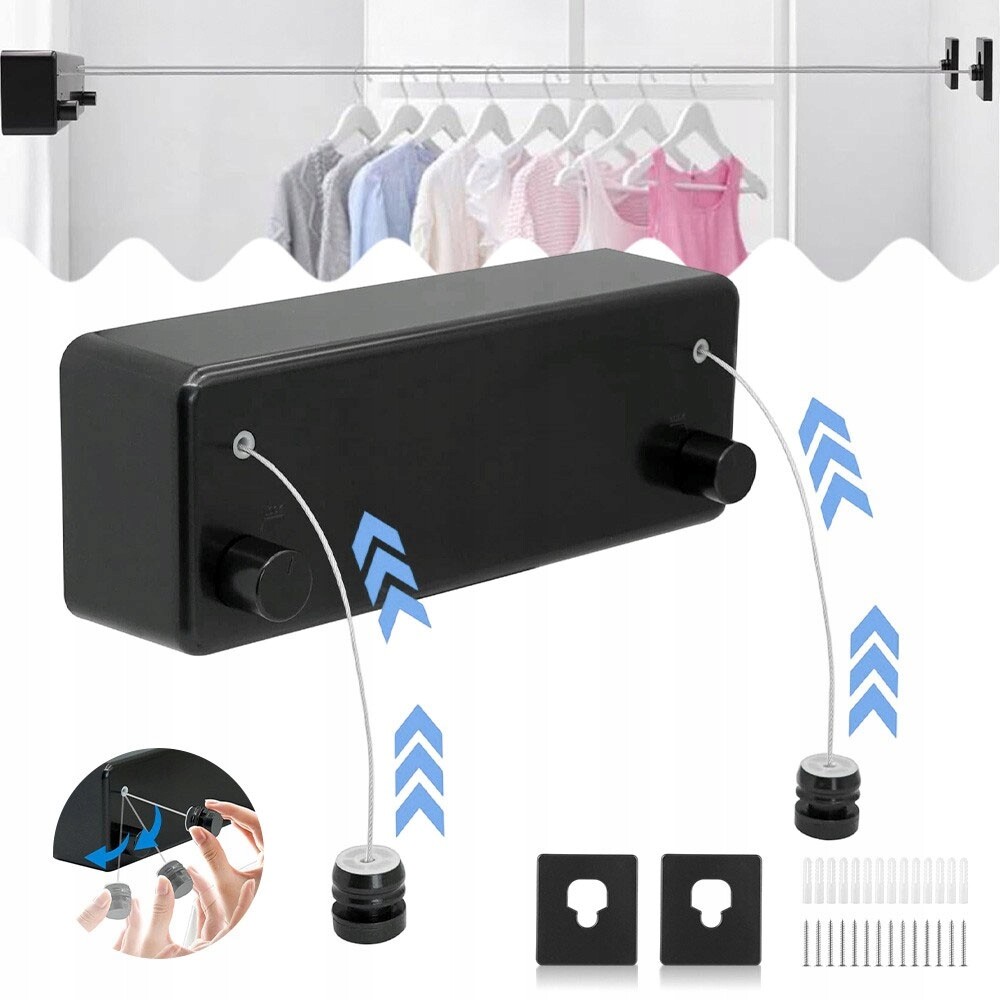 Výsuvná Šňůra Na Prádlo 4.2 M 44 Lb, Dvojité Ocelové Lano, Montáž Na Stěnu