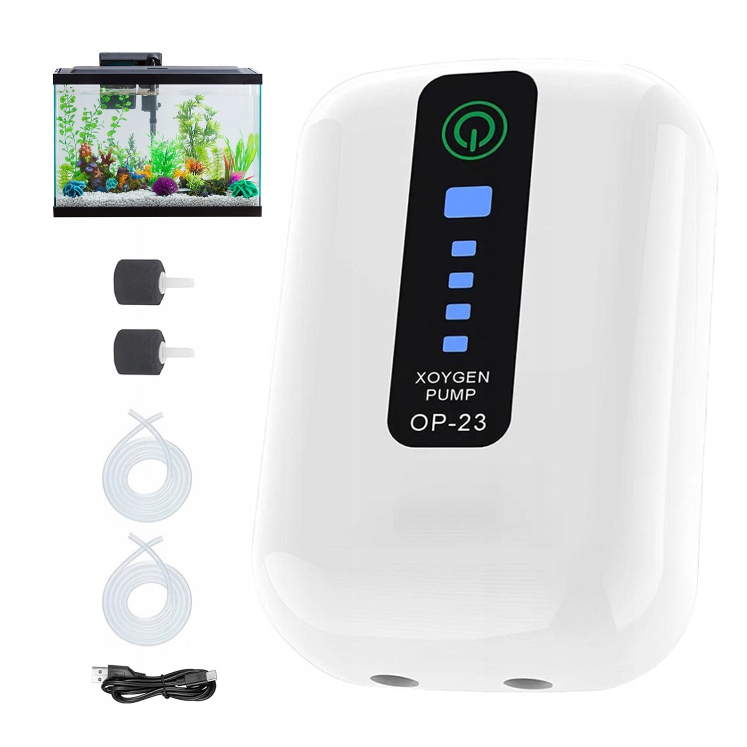 Tichý Provzdušňovač Pro Akvárium 2 Otvory 2W 1.5 l/min Kámen