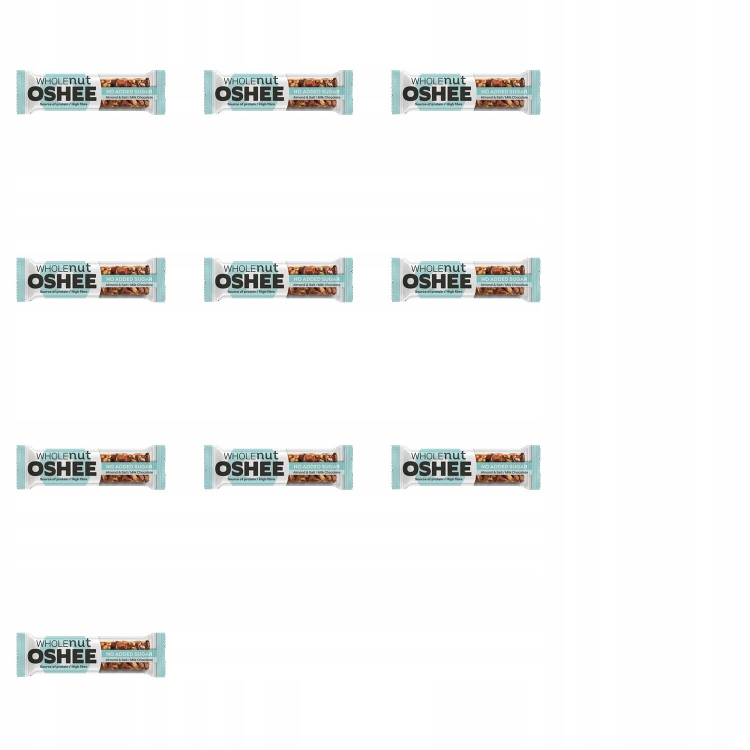 10x 40g Oshee tyčinka z celozrnné ořechové mléčné čokolády s ořechy a solí