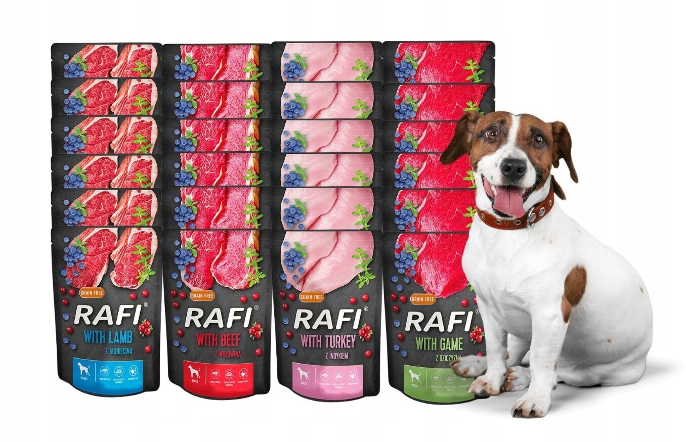 Rafi vlhké krmivo pro psy mix chutí 24x300g Bezobilná Dolina Noteci