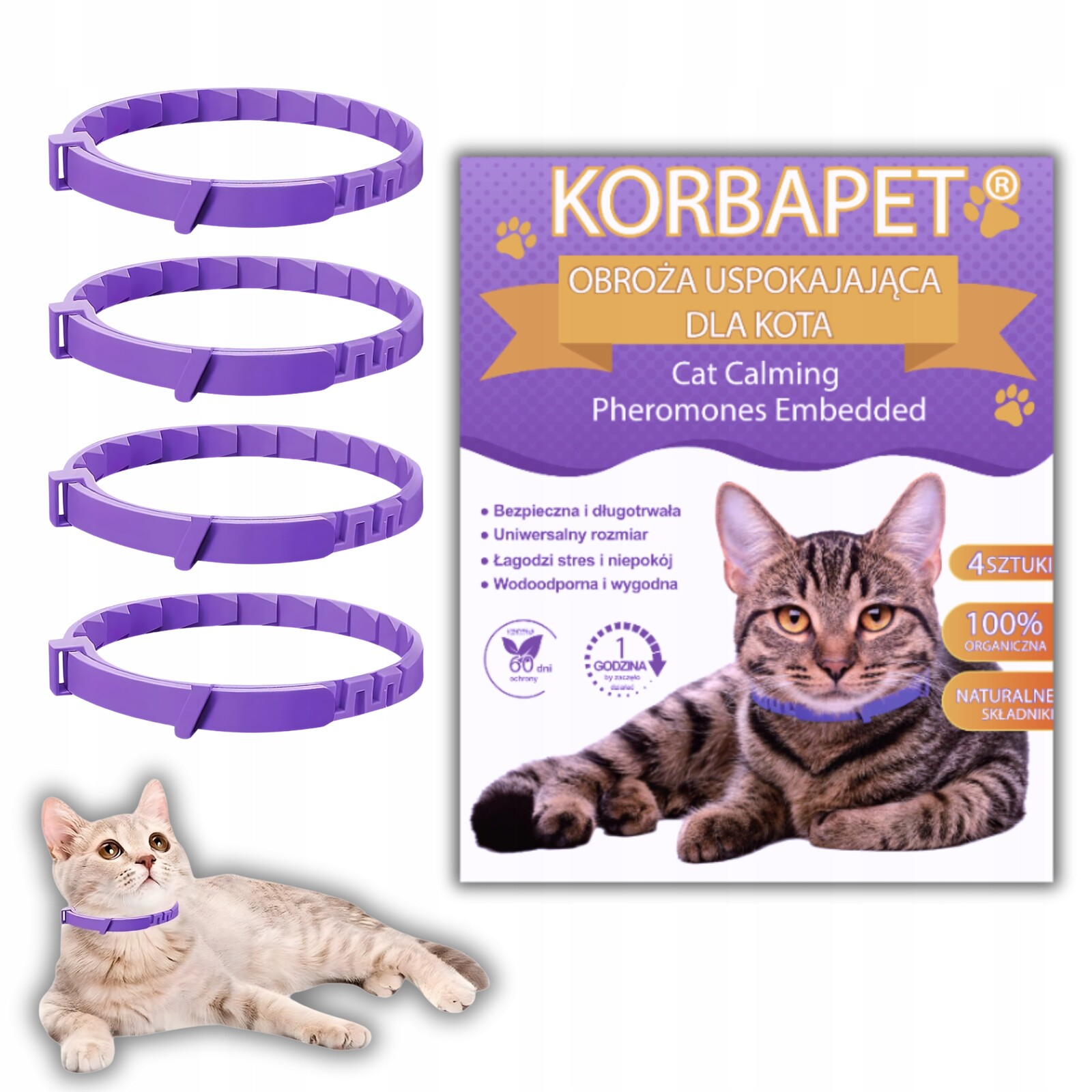 Uklidňující obojek pro kočky feromonový, antistresový, 38 Cm, 240 dní účinku