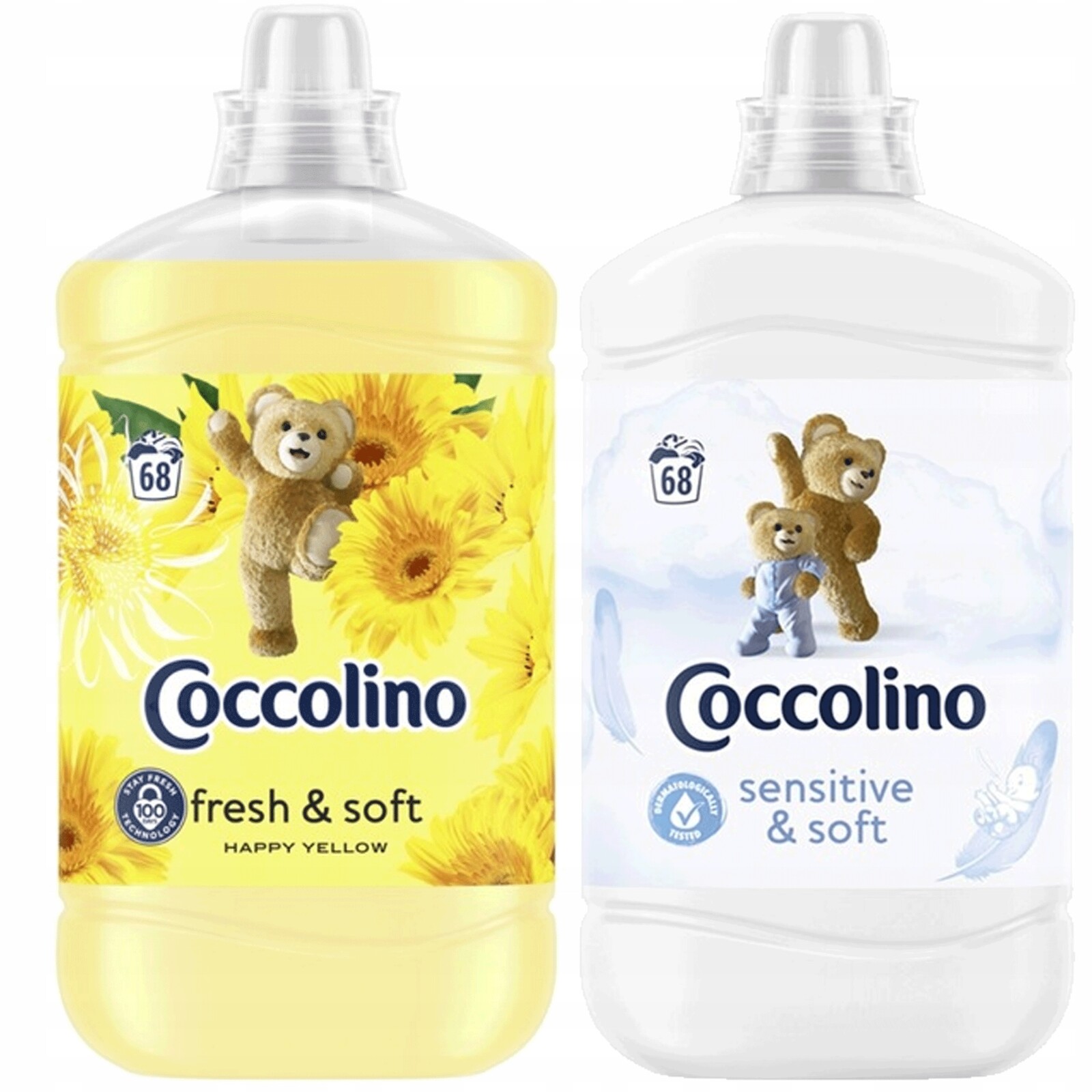 Sada aviváží Coccolino Creations Happy Yellow & Sensitive & Soft 1,7l x2 MIX 3,4l