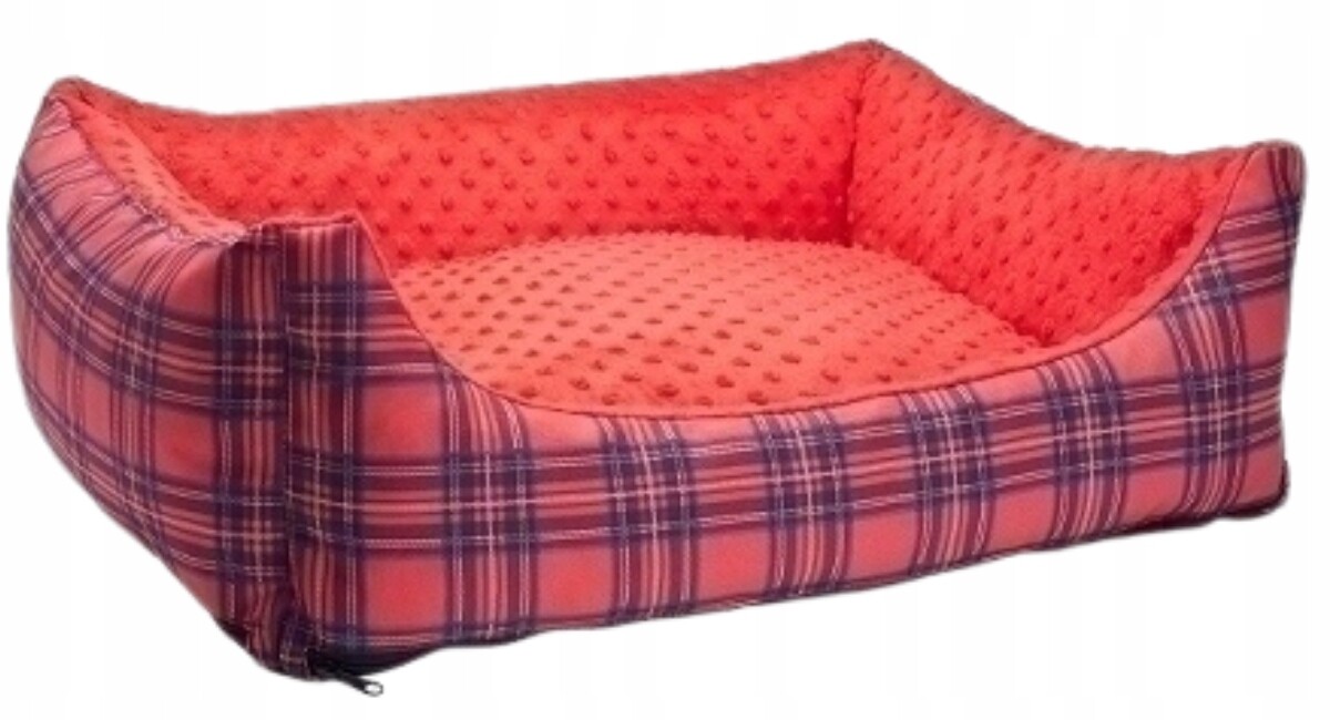 Bimbay Pohovka Pelíšek pro psa Kropka č. 1 65x50 cm červená mřížka