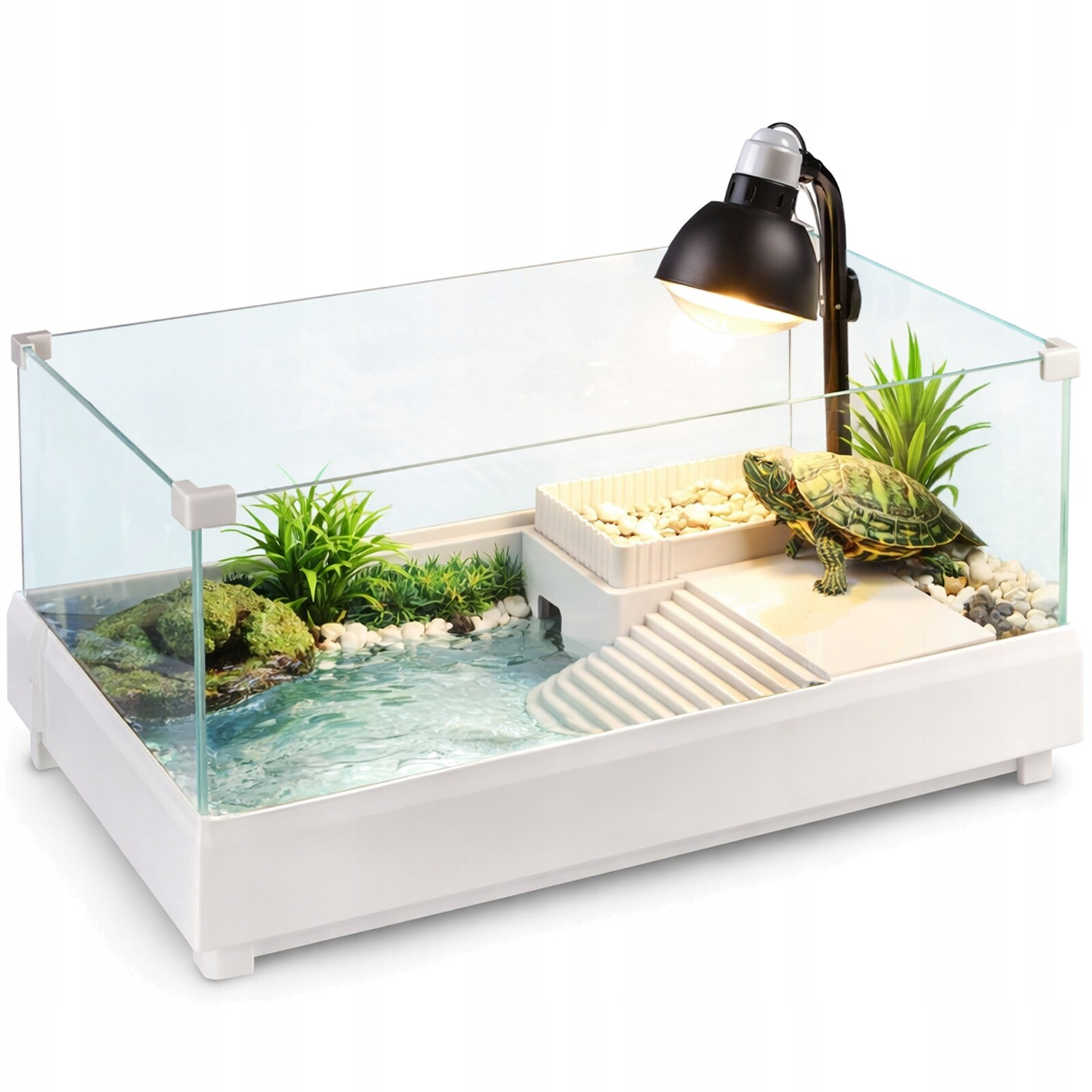 Moderní Akvárium Pro Želvy S Ostrovem Hydroponická Zahrada Kohoutek 39 CM