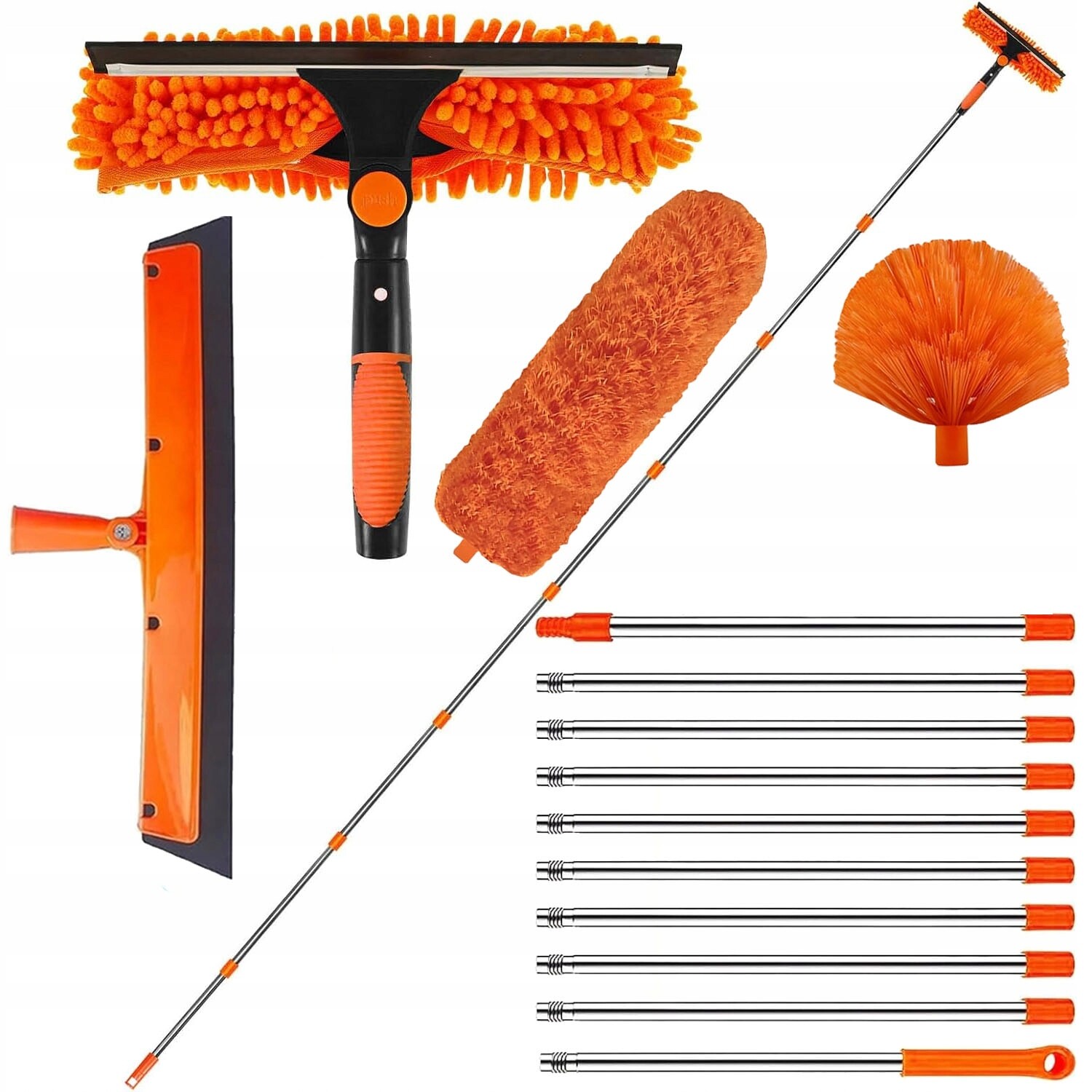 Teleskopický kartáč na prach Mikrofibra 4 Vyměnitelné Nástavce XXL