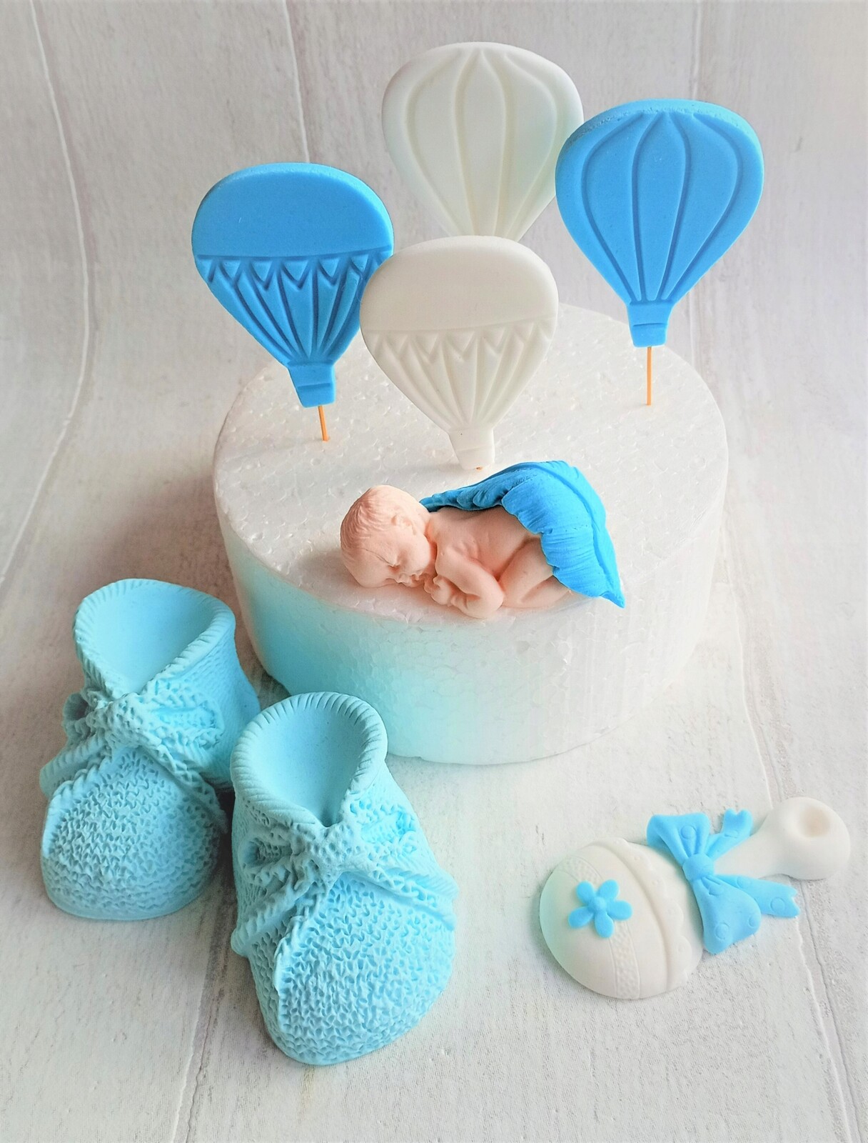 Miminko botičky toppery Dekorace na křtiny z cukrové hmoty na dort