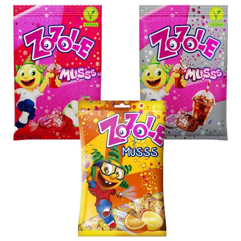 Zozole sada šumivých bonbónů karamelky s náplní (3x1 kg) 3 kg