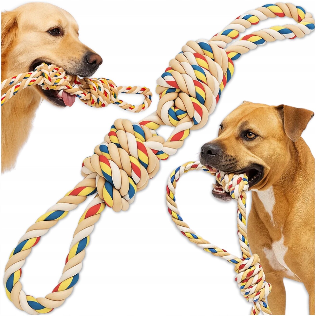 Přetahovadlo Pro Psa S Uzly Šňůra Lano Kousátko Silná Velká Hračka 60 CM XXL