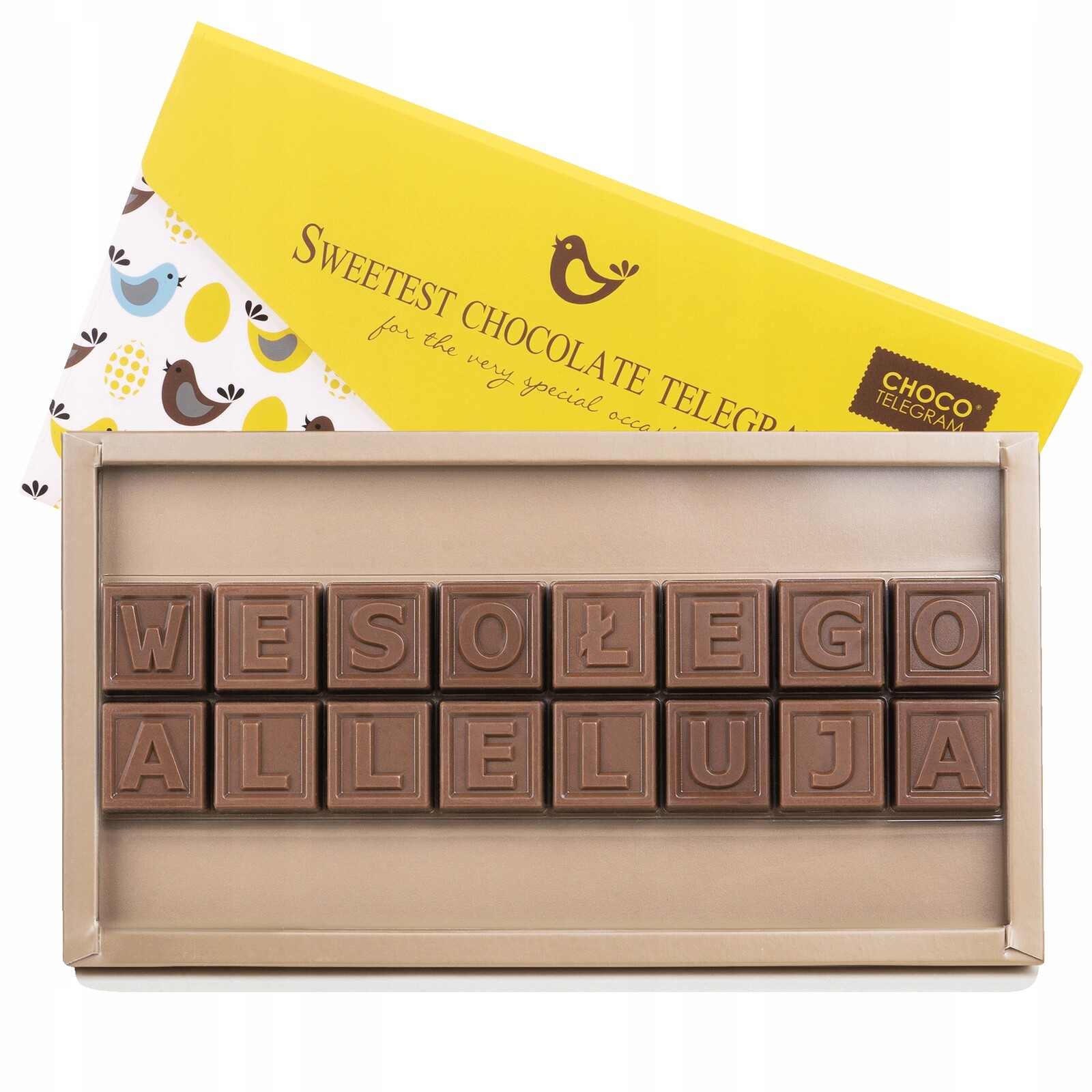 Čokoládový telegram Veselého aleluja z Belgické Čokolády na Velikonoce