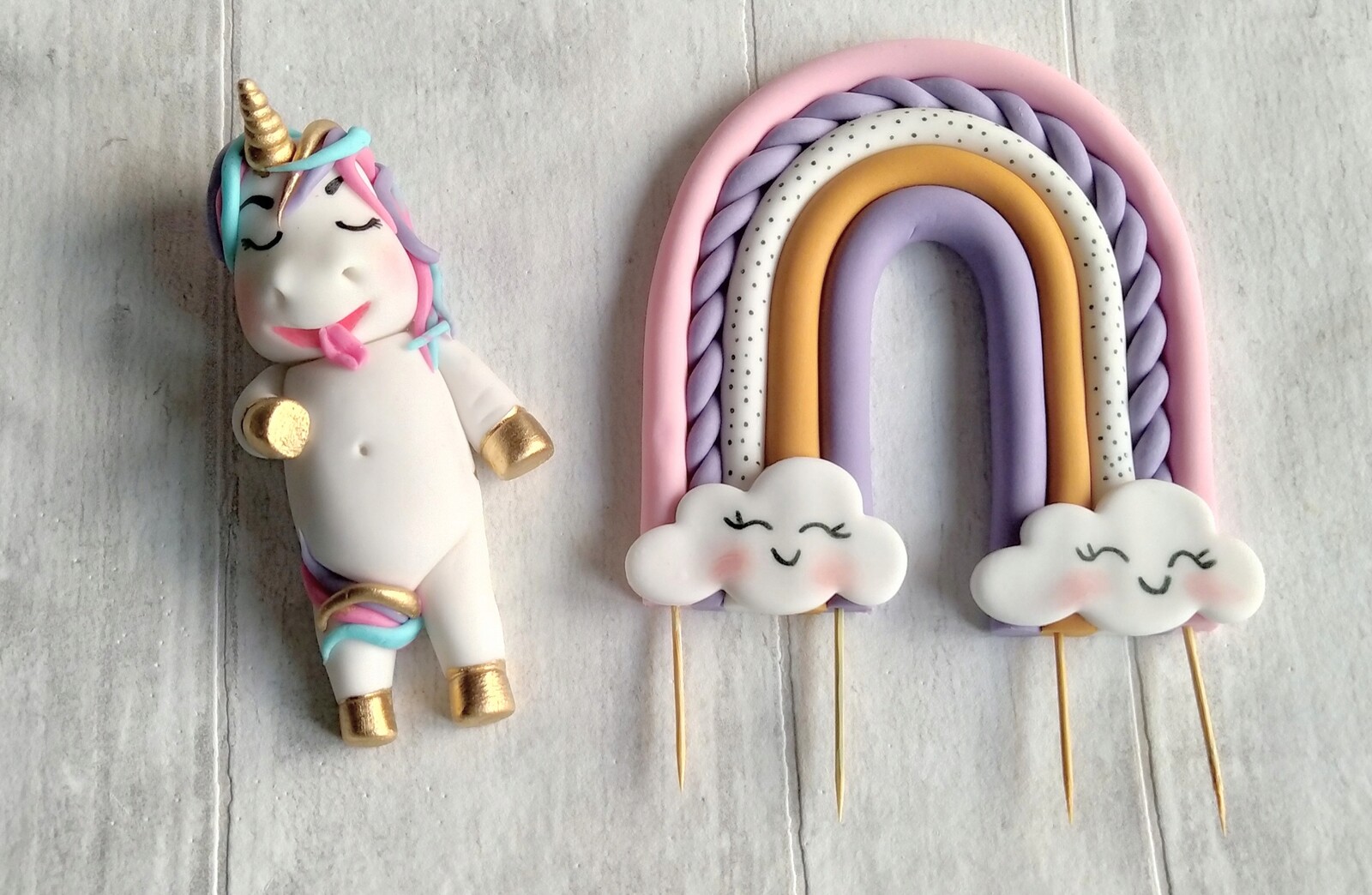 Jednorožec labužník vysoká duha Sada dekorací z cukrové hmoty