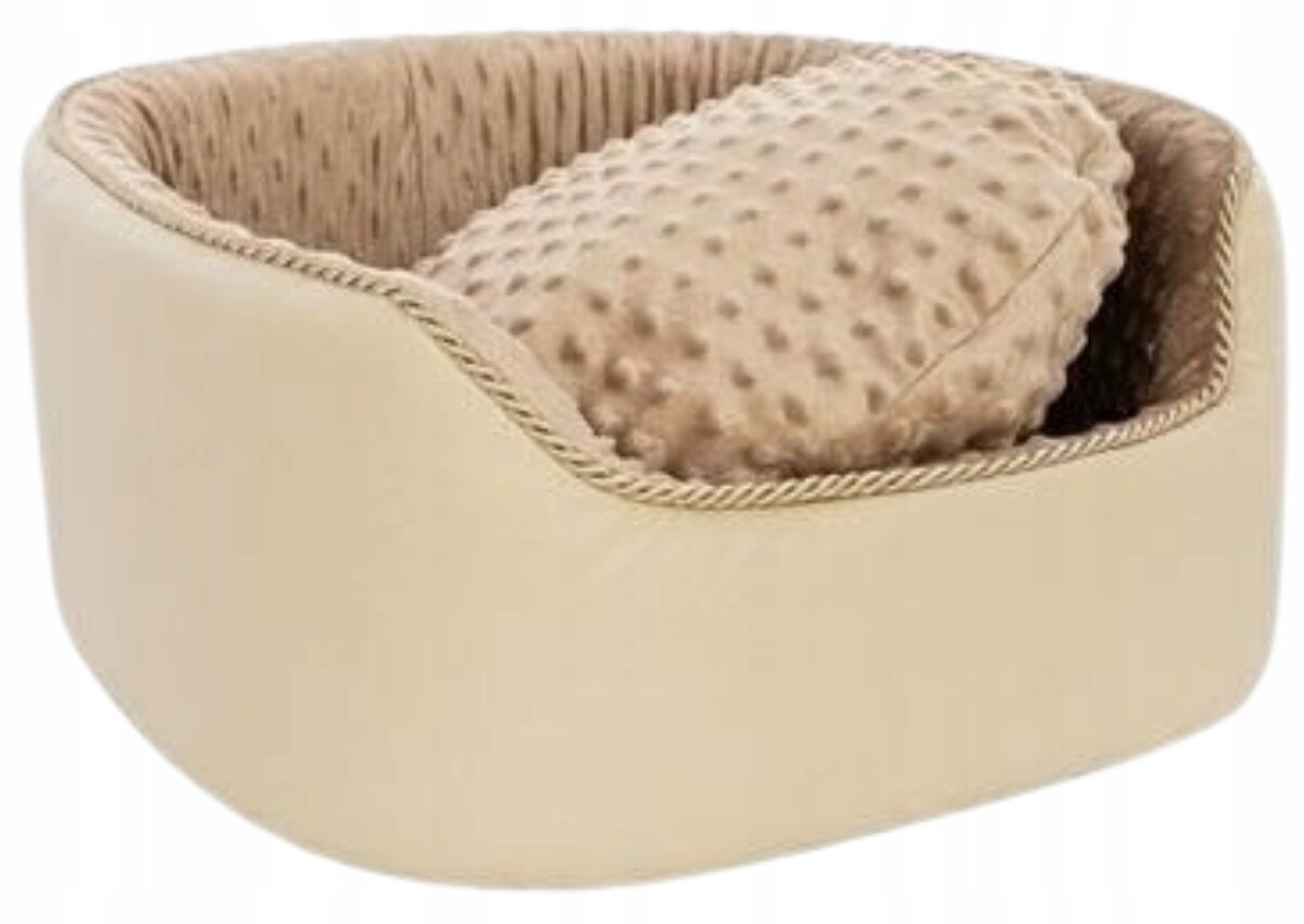 Bimbay Pohovka Pelíšek pro psa s ozdobným provázkem č. 47x20 cm béžová