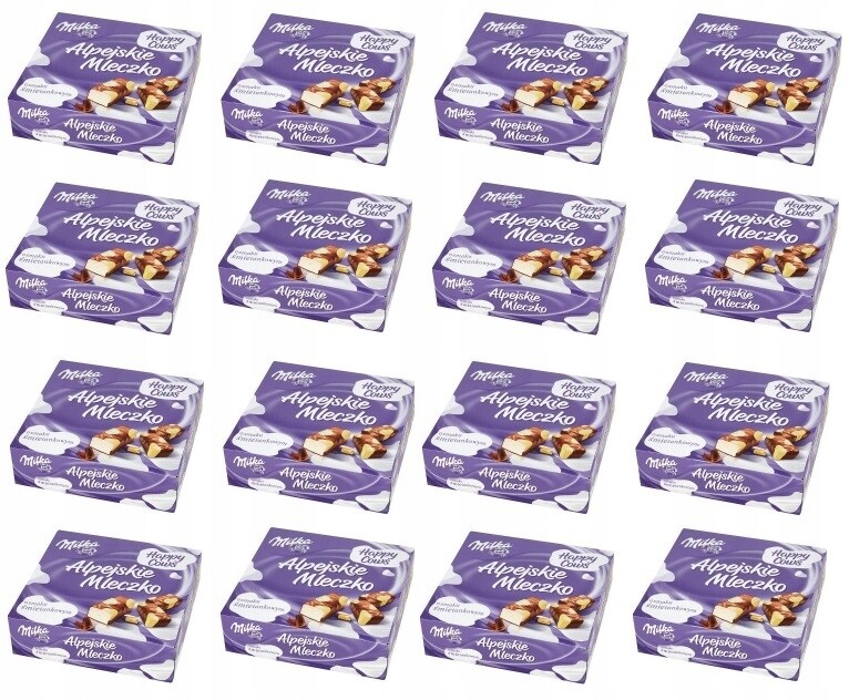16 x 330 g Milka Alpské mléko Happy Cows s smetanovou příchutí Karton