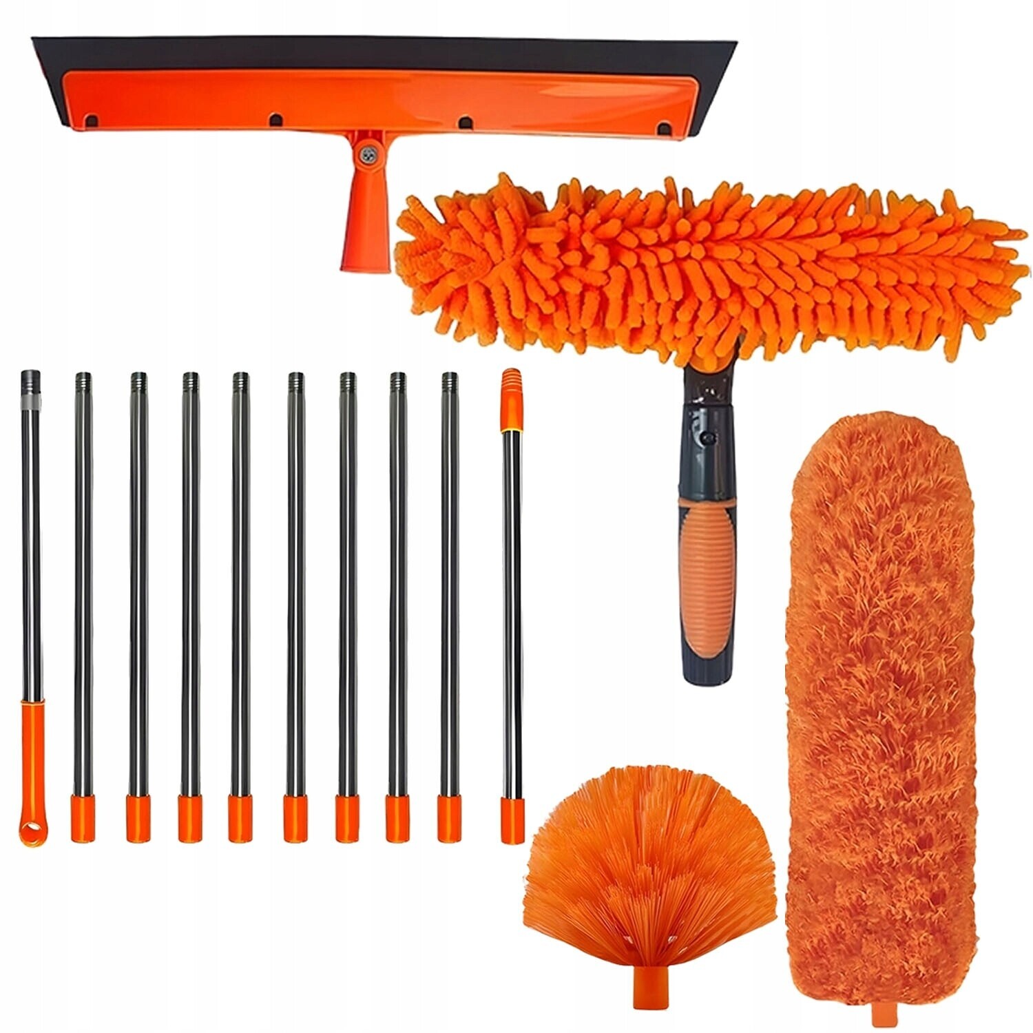 Teleskopický kartáč na čištění prachových pavučin 4 Vyměnitelné nástavce 4v1