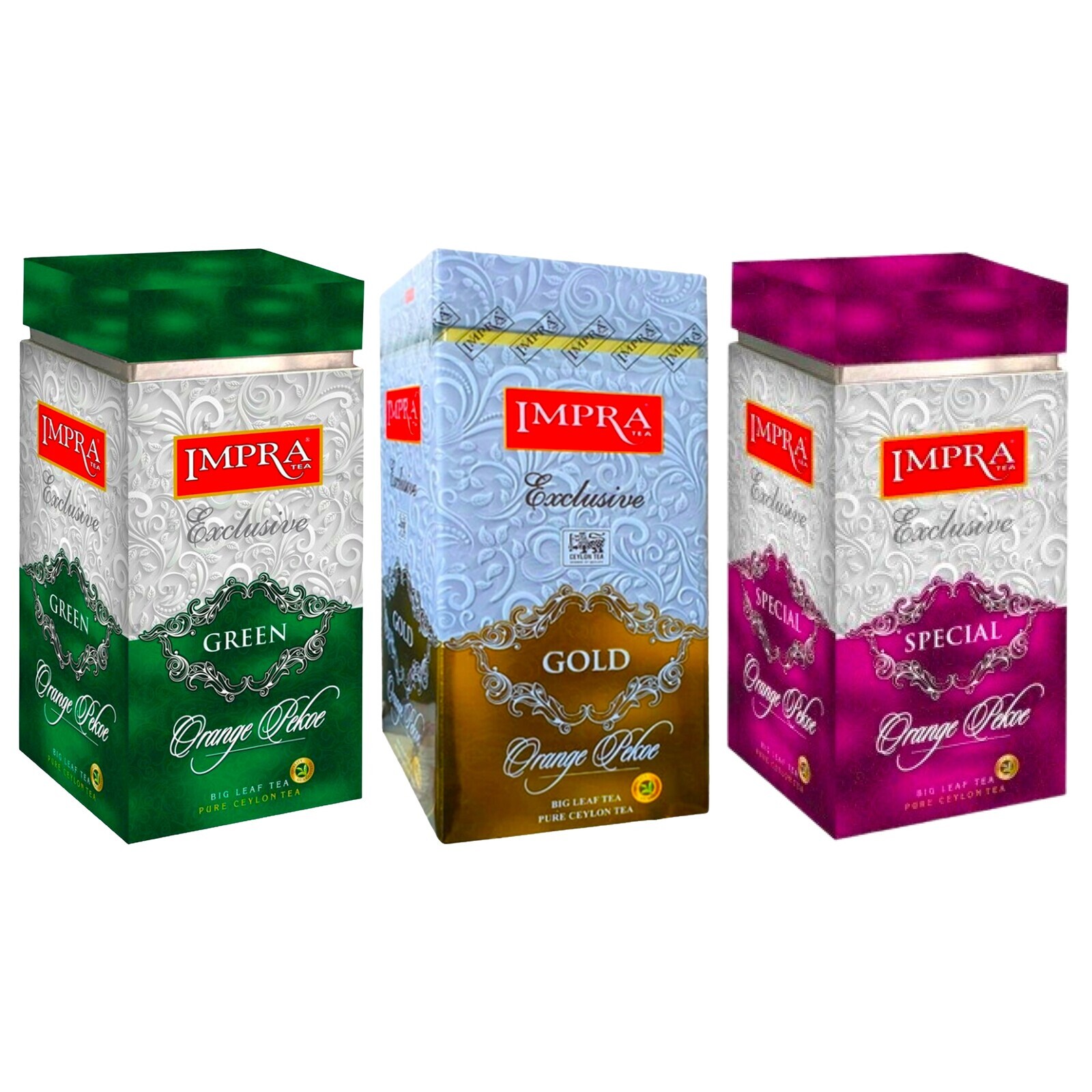 Sada 3 listových čajů Černých a Zelených Exclusive velký list Impra