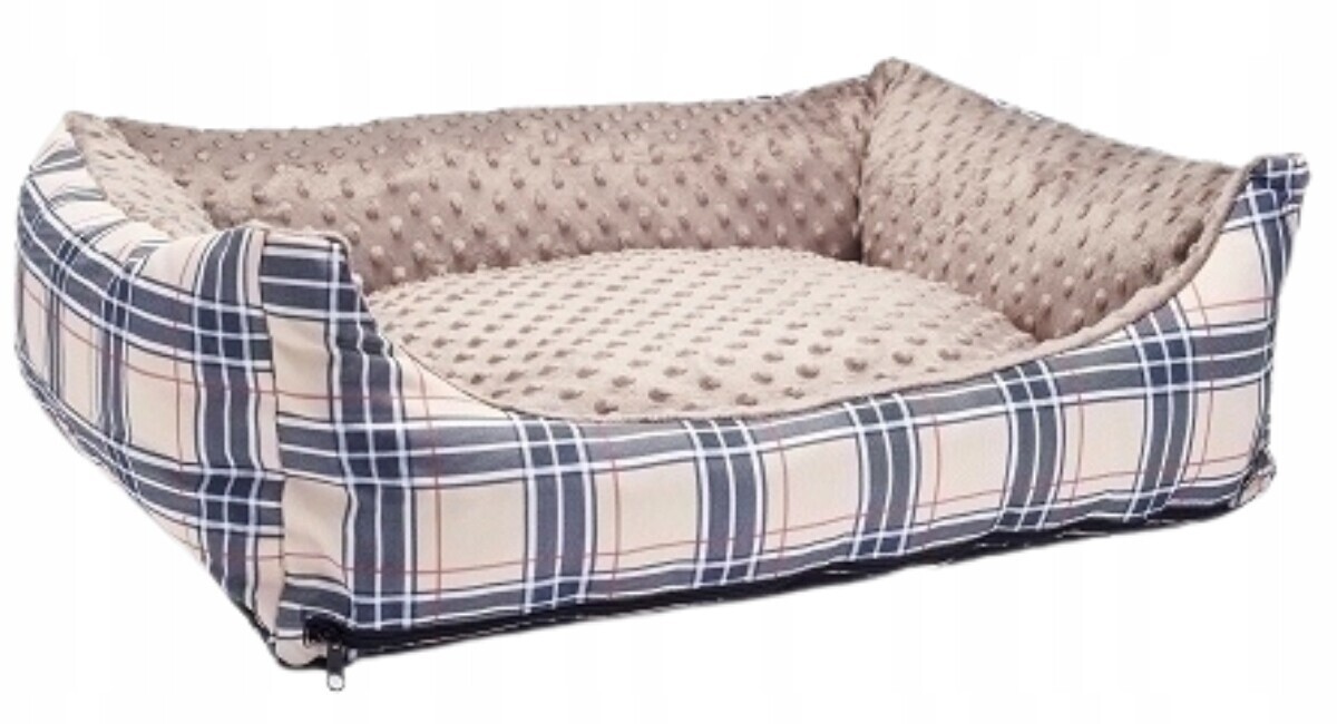 Pelíšek pro psy Bimbay Kropka č. 2 80x65 cm béžový kostkovaný vzor