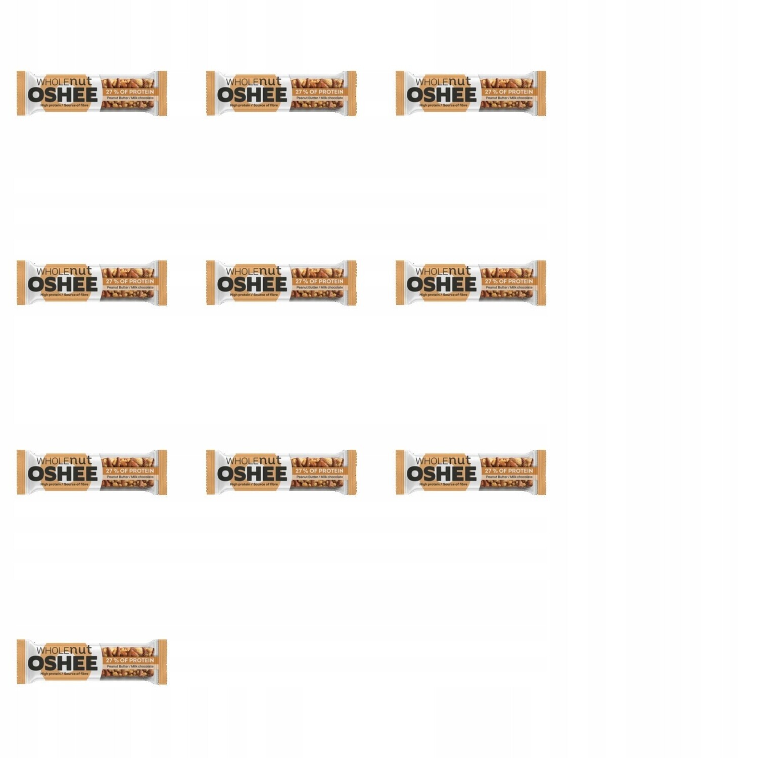 10x 40g Oshee celozrnná tyčinka s arašídovým krémem a mléčnou tyčinka
