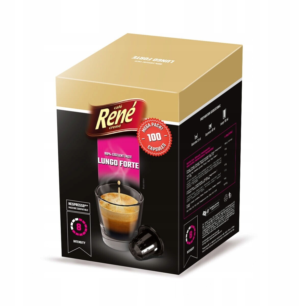 Rene Lungo Forte káva 100 kapslí pro Nespresso*