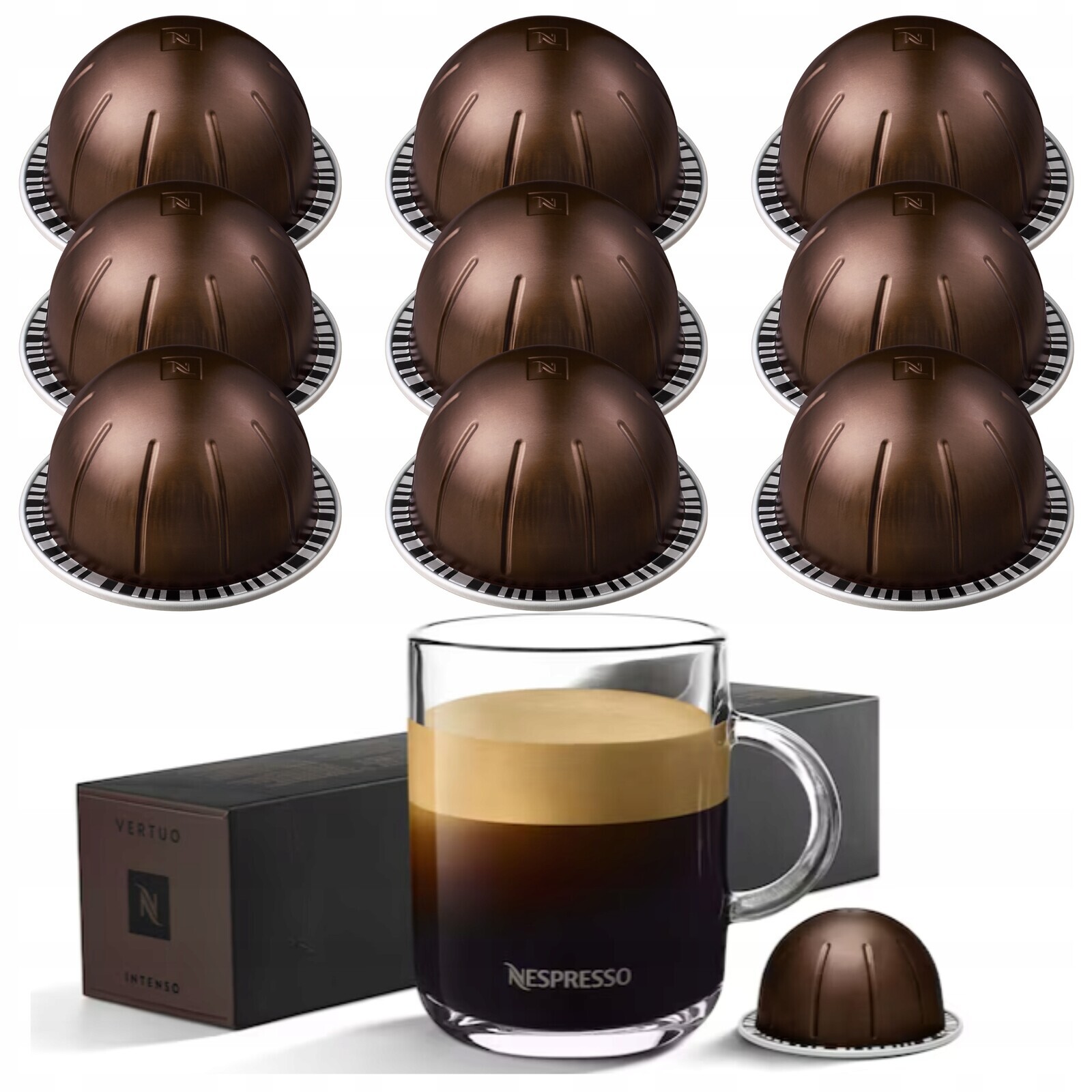Kapsle Pro Nespresso Vertuo Silná Intenso Černá 230 ML Mug Arabica 9