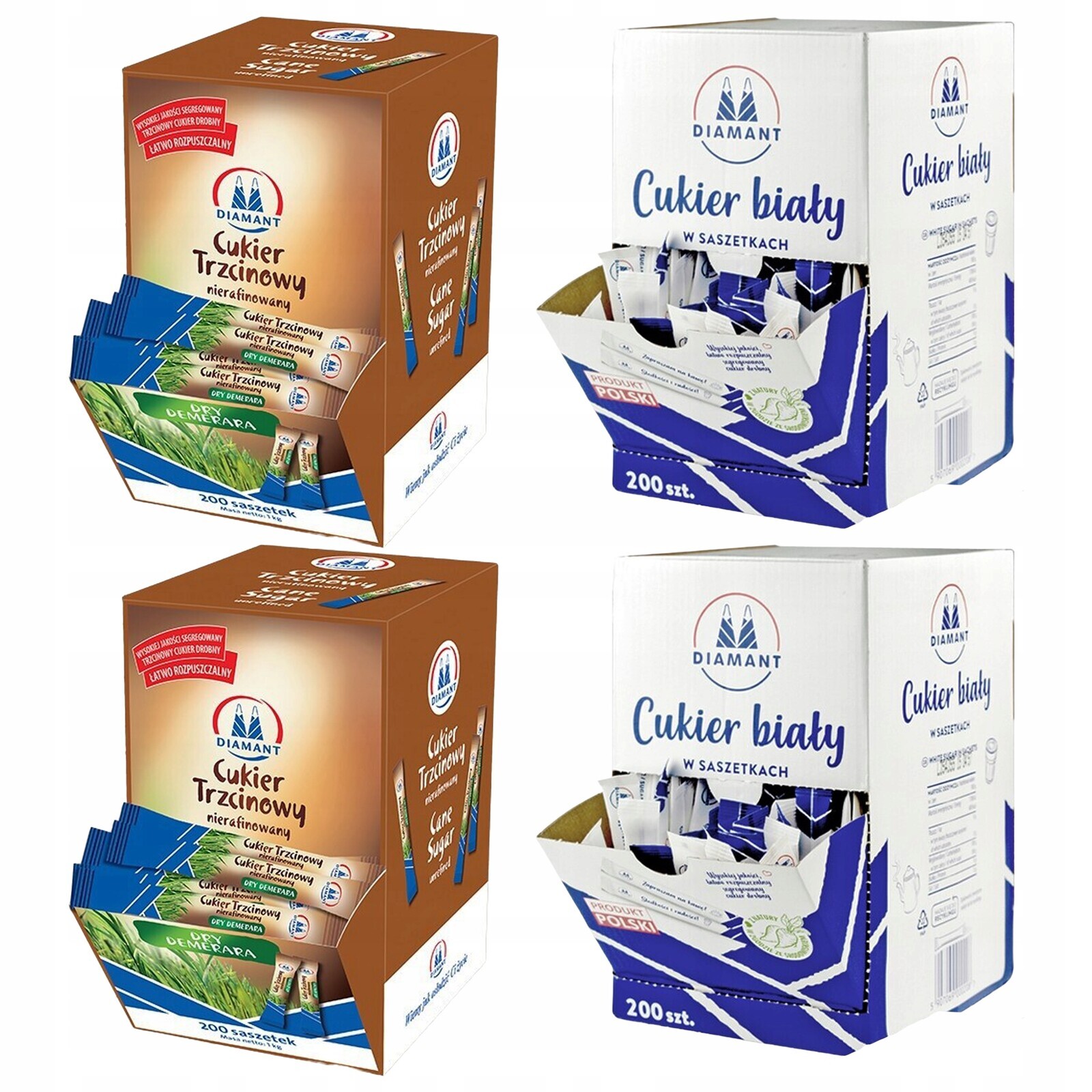 Cukr v Sáčcích Bílý a třtinový Set 4 cukrů Diamant 4 kg