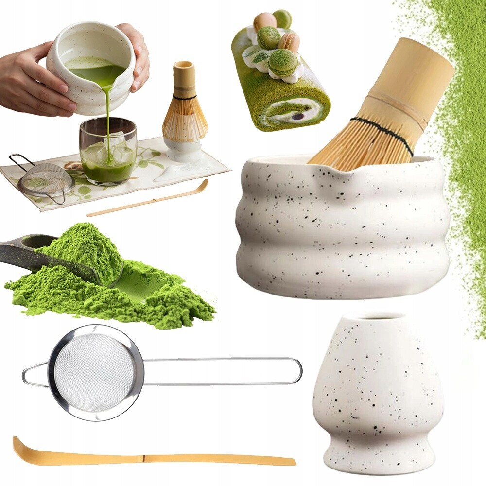 Startovací Sada Pro Matchu Keramická Miska Bambus Chasen Chashaku 5KS