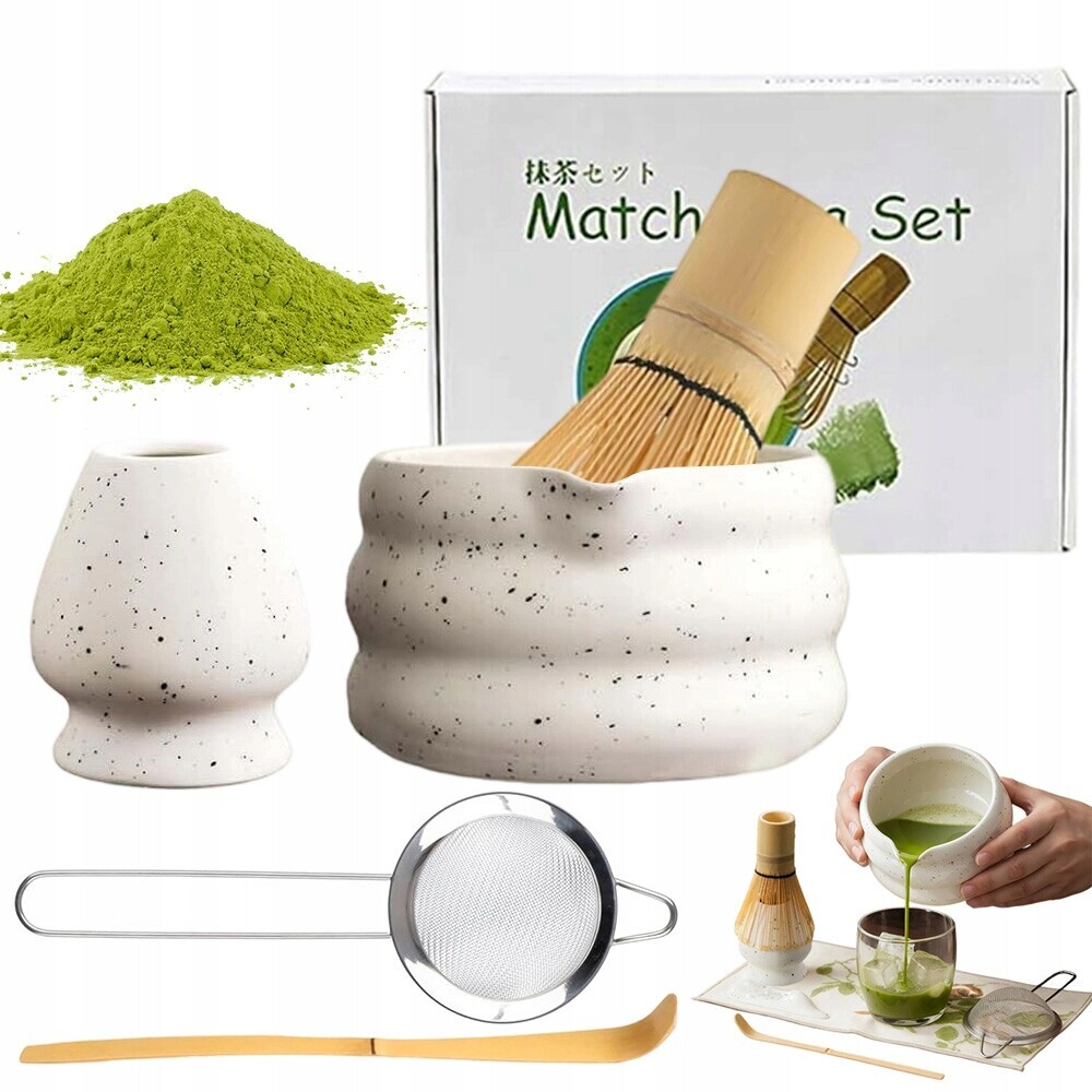 Dárková Sada Pro Matchu 5V1: Keramická Šálek, Bambusová Metla