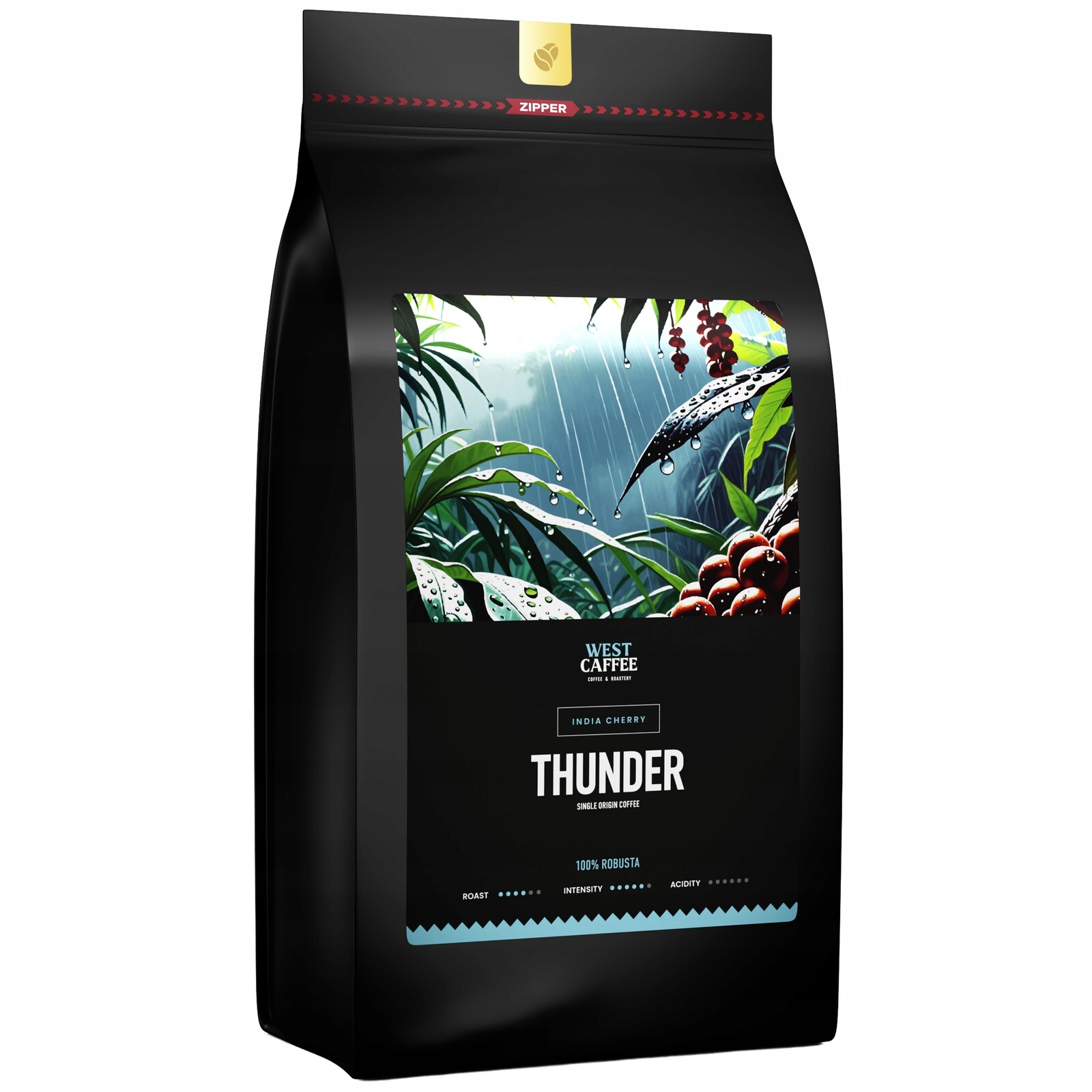 Káva zrnková Thunder 1 kg 100% Robusta India Cherry do kávovaru