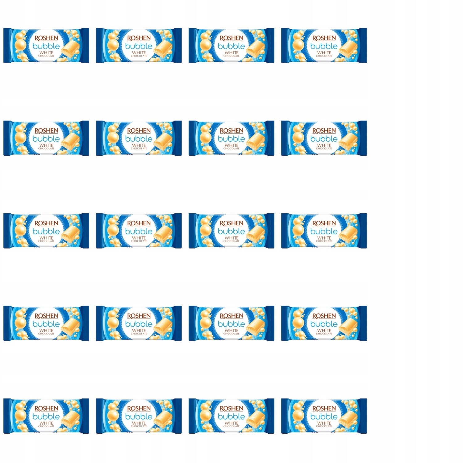 20 x 80 g Roshen čokoláda bublinková bílá Karton