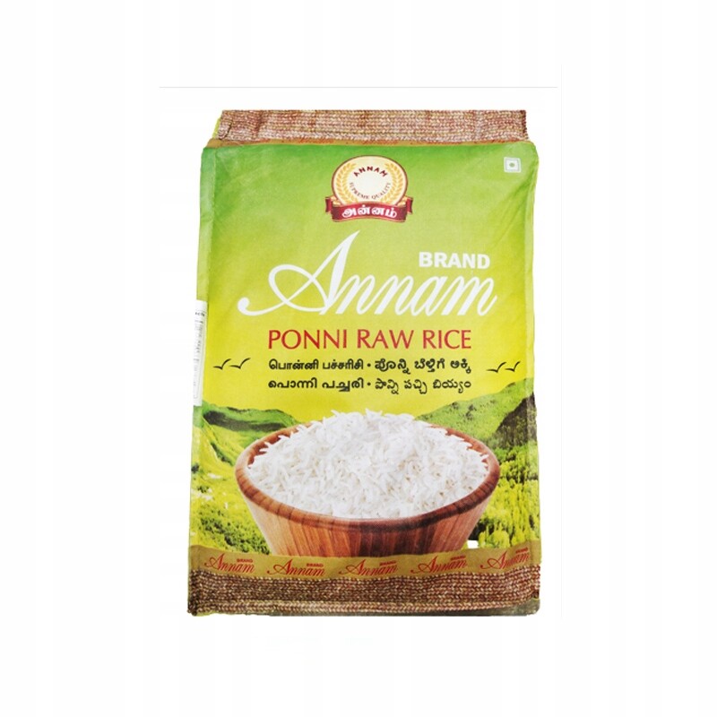 Rýže Ponni Raw Annam 10 kg – lehká sypká rýže pro jihoindickou kuchyni