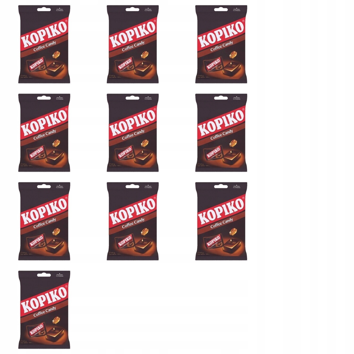 10 x 100 g Kopiko kávové bonbóny na kávu