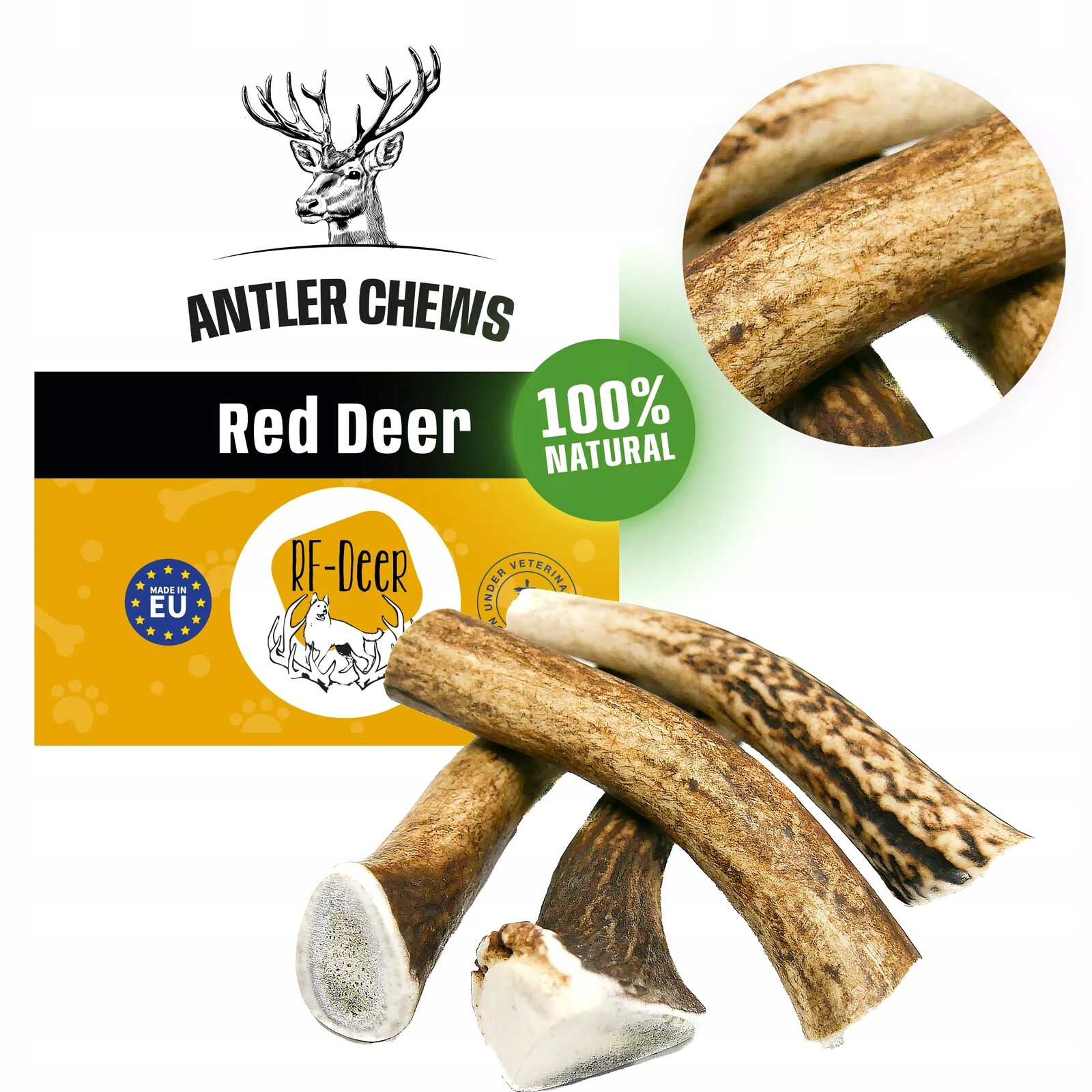 RF-Deer Přírodní kousátko pro psa z jeleního paroží velikost S Hard