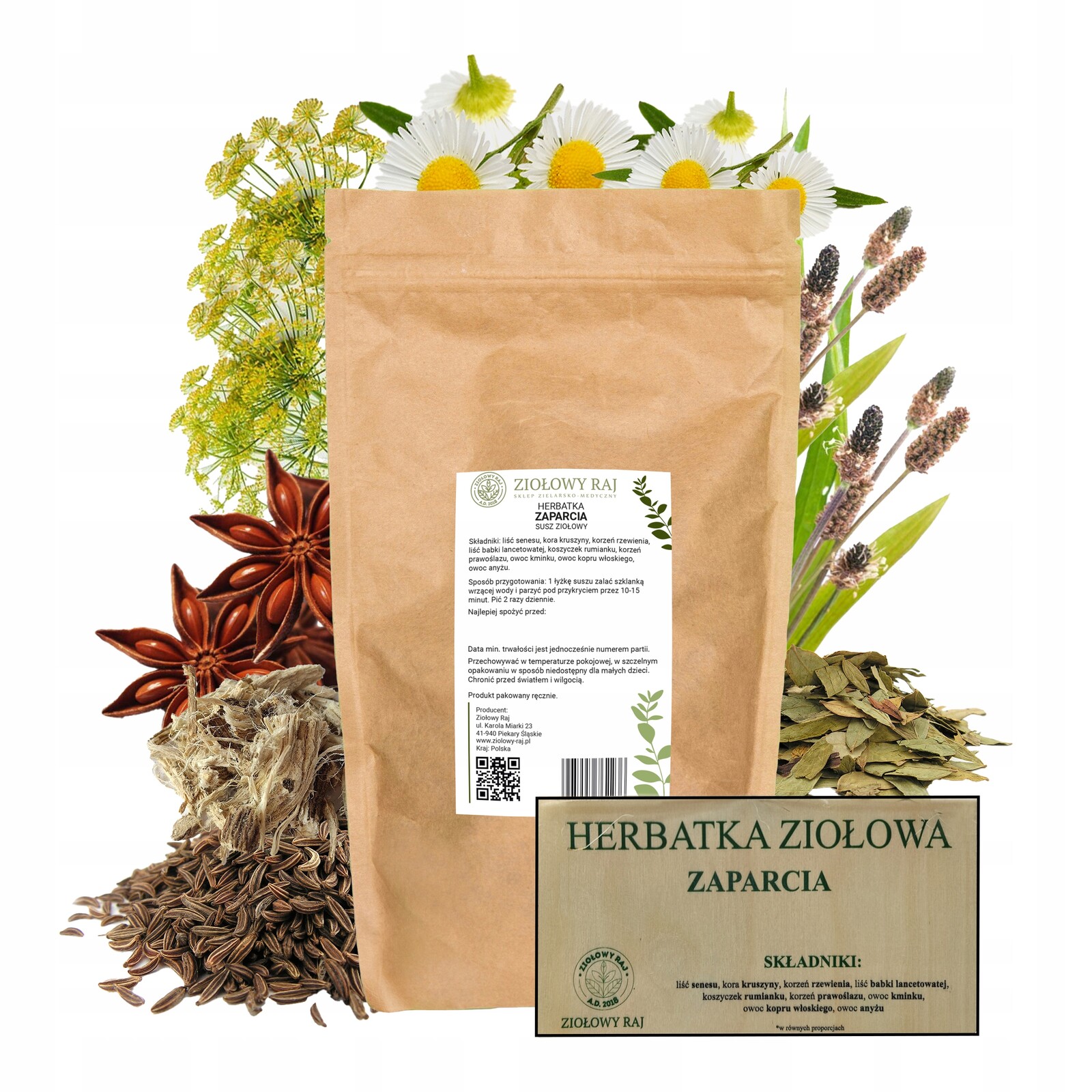 Bylinky na zácpu a nadýmání 1000 g Čištění střev Senes Kruszyna Rzewień