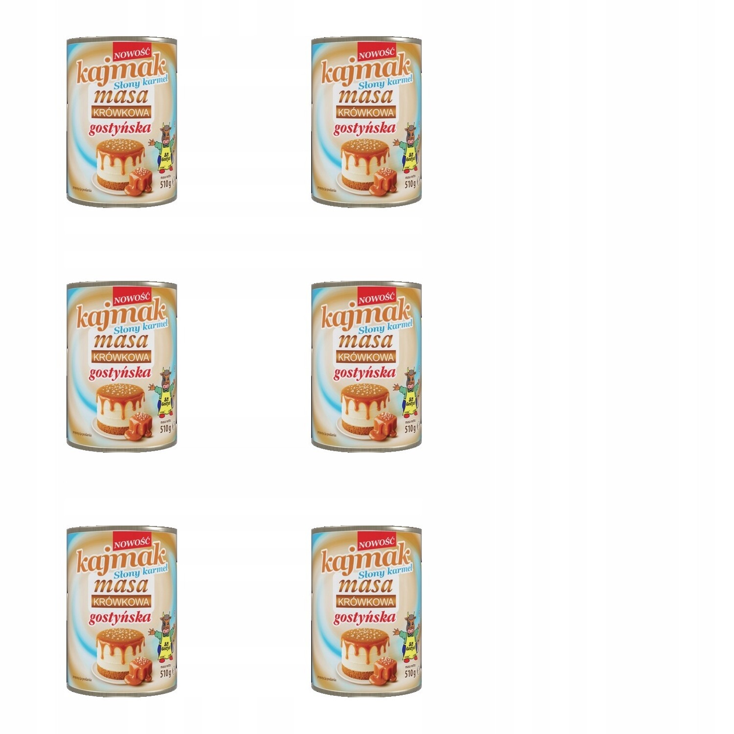 6 x 510 g Gostyń kajmak slaný karamel tekutý karamel gostyňská Zgrzewka