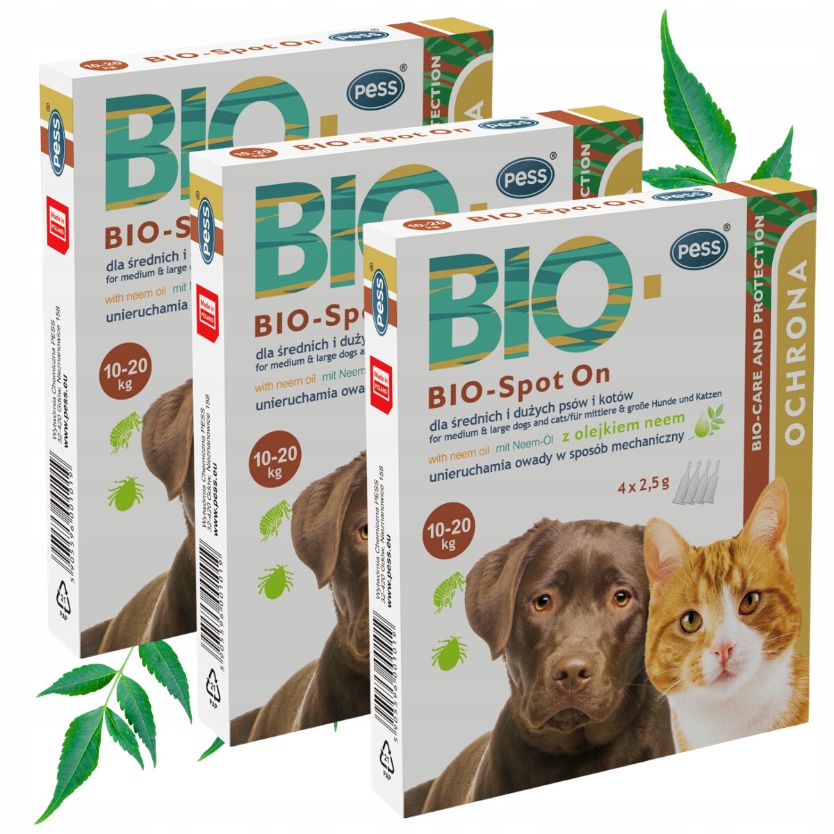 Kapky Na Blechy A Klíšťata pro kočky A Psa 10-20 kg 4 x 2,5 g x 3