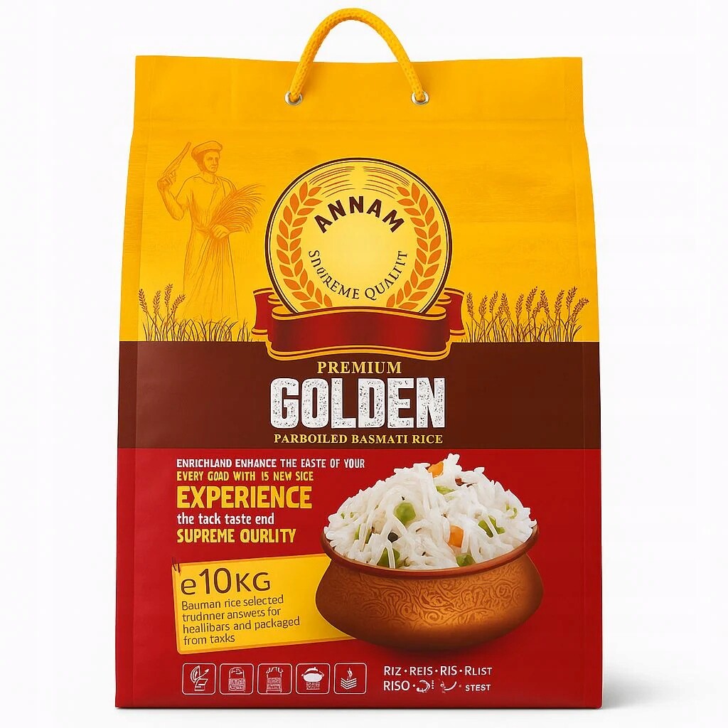 Rýže basmati Annam Premium Golden 10 kg zlatá, extra dlouhá, sypká