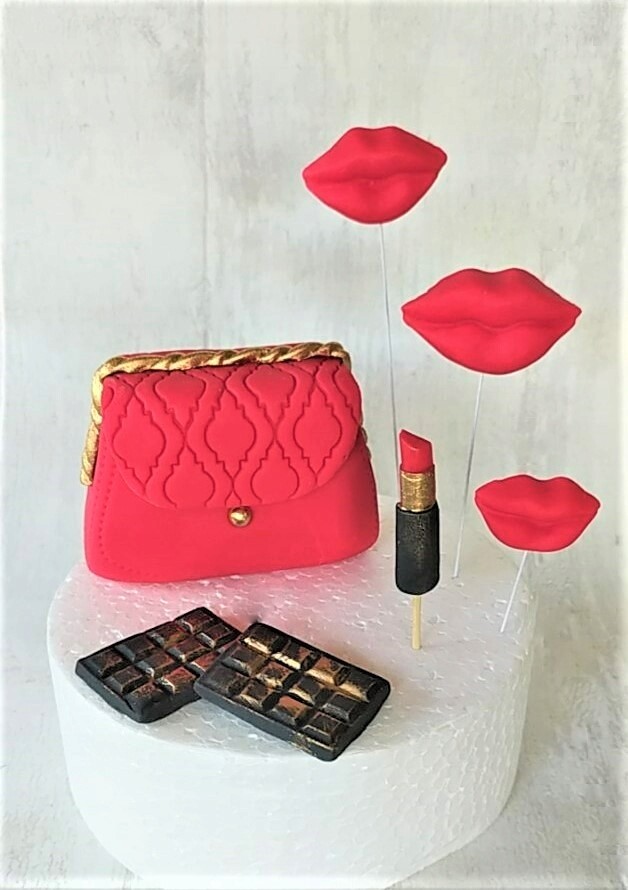 Kabelka rtěnka figurky Sada dekorací z cukrové hmoty pro ženy