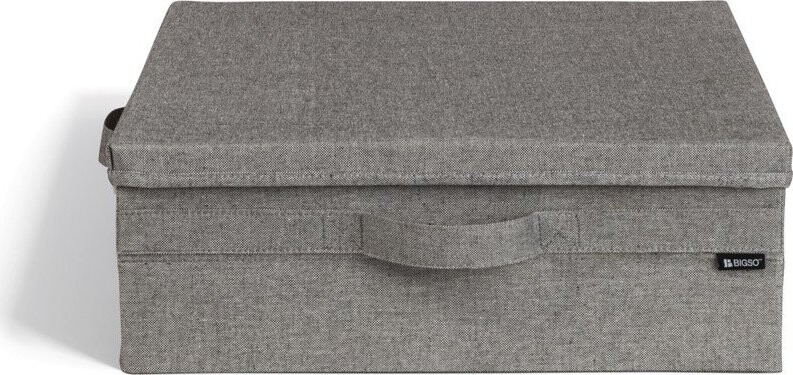 Šedý látkový úložný box s víkem 46x56x16 cm Soft Storage Low – Bigso