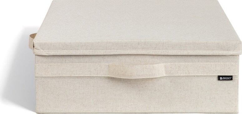 Béžový látkový úložný box s víkem 46x56x16 cm Soft Storage Low – Bigso