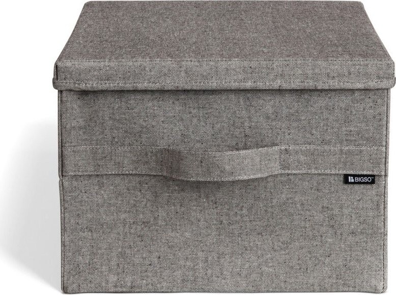 Šedý látkový úložný box s víkem 36x46x25 cm Soft Storage Large – Bigso