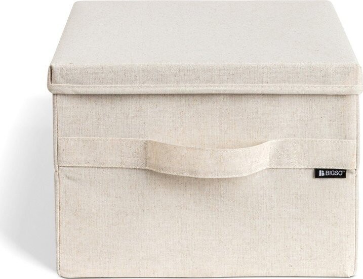 Béžový látkový úložný box s víkem 31x41x22 cm Soft Storage Medium – Bigso