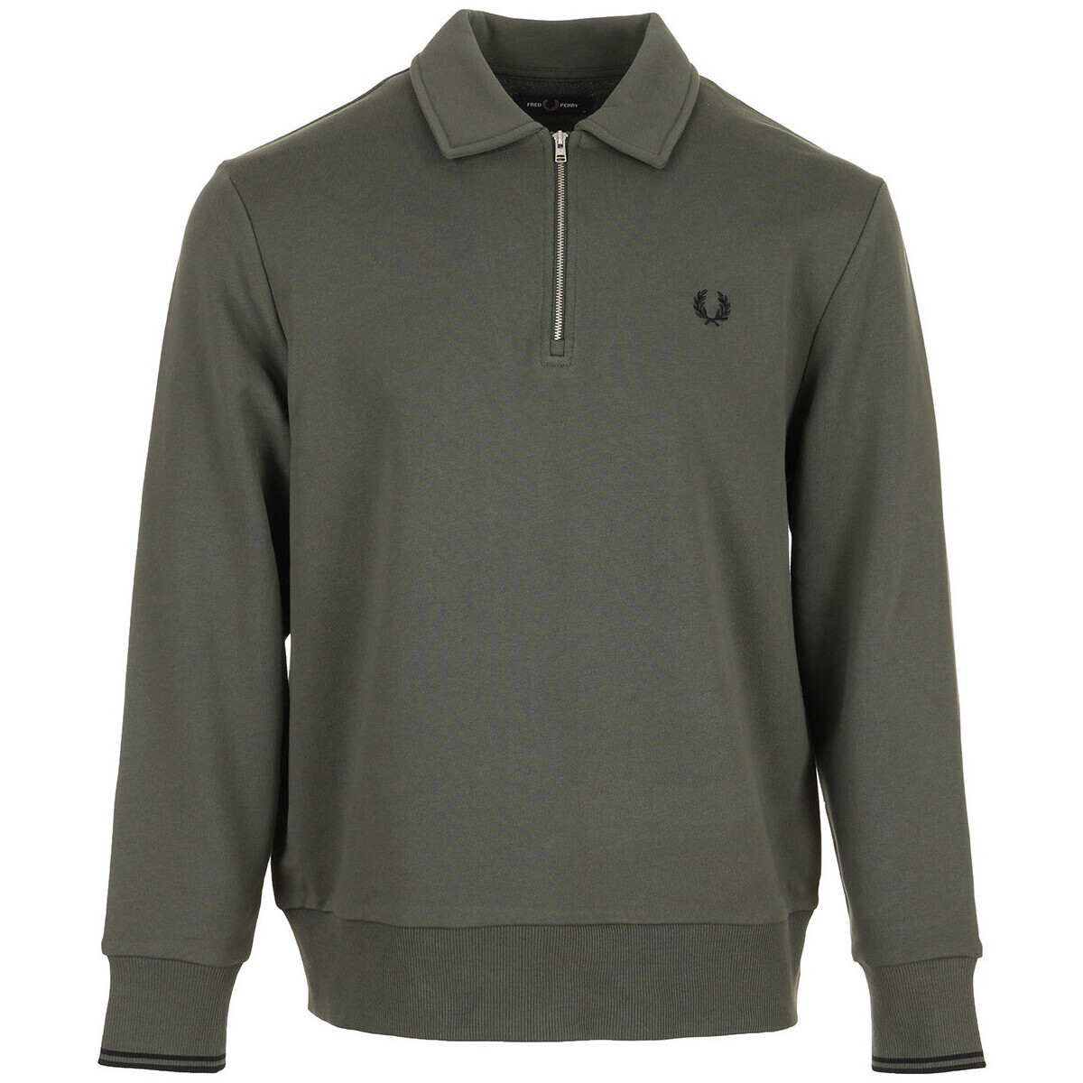 Fred Perry  Half Zip Collared Sweatshirt  Zelená